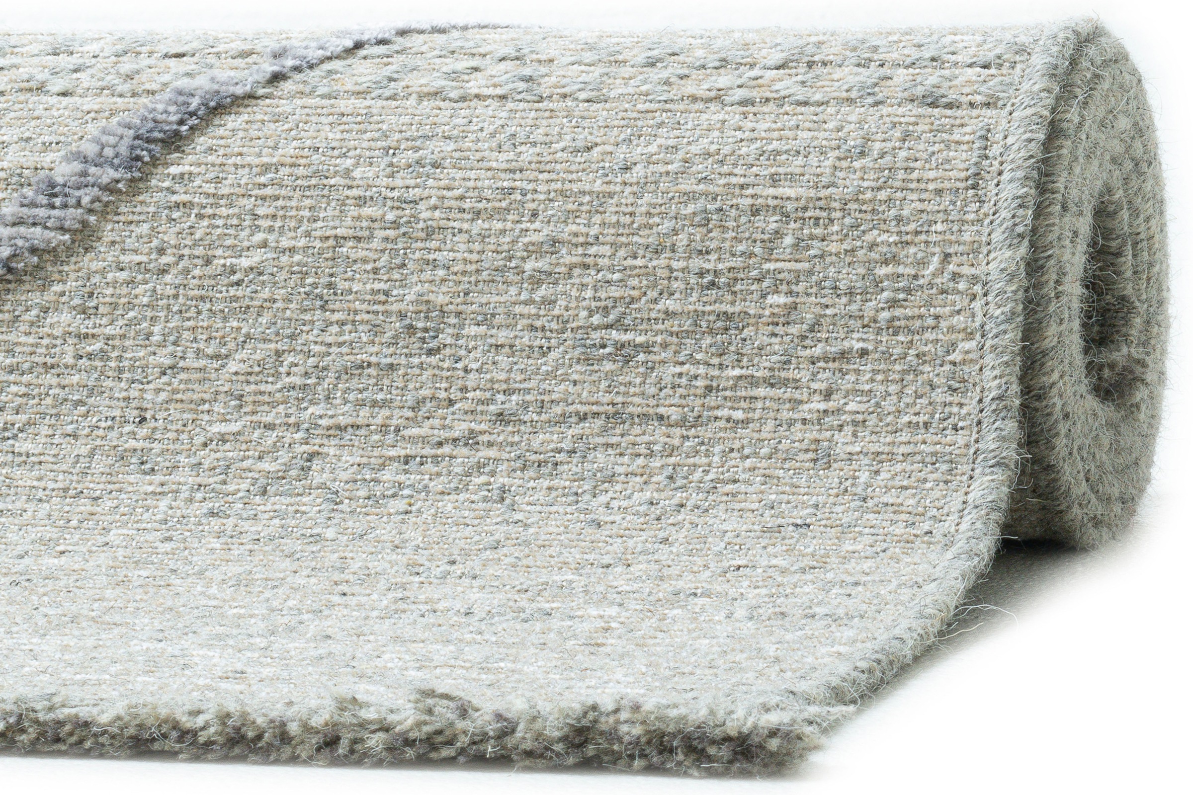 Teppich SANSIBAR "Braderup", beige (natur), B:60cm H:2mm L:100cm, Schurwolle, Teppiche, Teppich, Flachgewebe, modernes Scandi Design, Motiv Rauten, mit Fransen 3