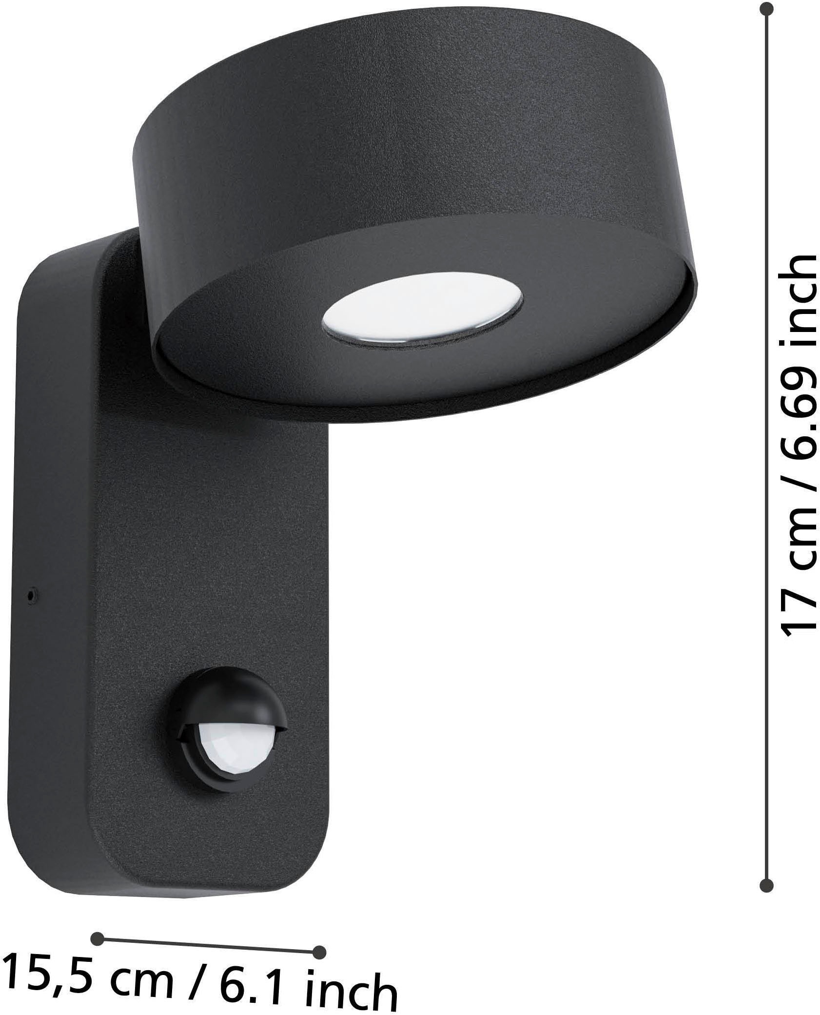 EGLO Wandleuchte »Palosco Wandlampe, Außenleuchte, Stahl und Kunststoff, IP44, Lampe« LED-Modul 1 Stk. Warmweiß