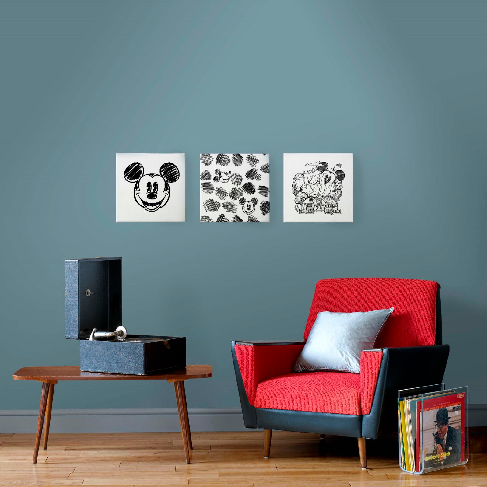 Disney Leinwandbild »Leinwandbilder Set of 3 Mickey Mouse Sketch 3/30x30cm«, (Packung, 3 St.)