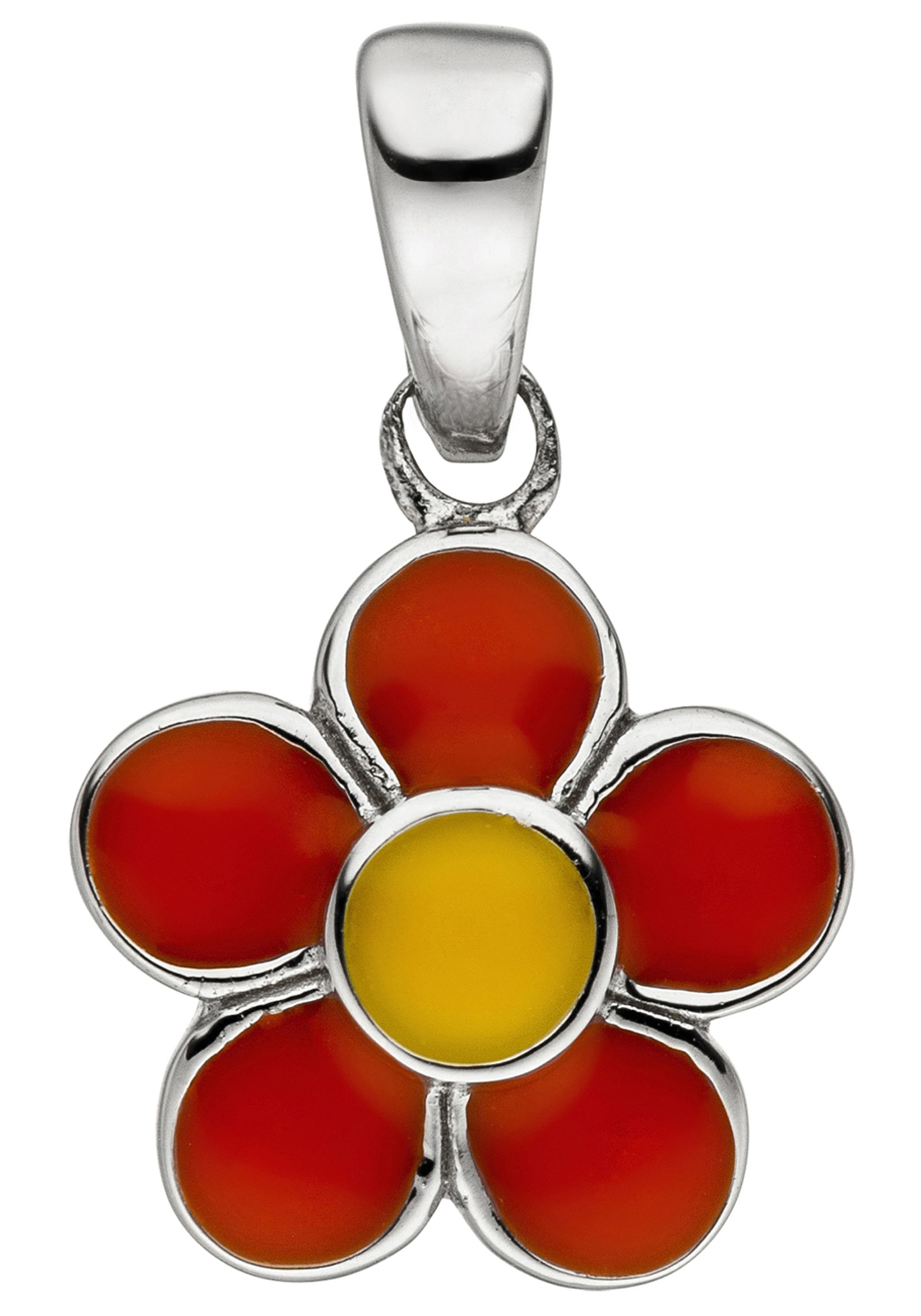 Blumenanhänger JOBO "Anhänger Kinderanhänger Blume 12 mm", rot, Schmuckanhänger, Mädchen, Silber 925 (Sterlingsilber), 925 Silber rhodiniert
