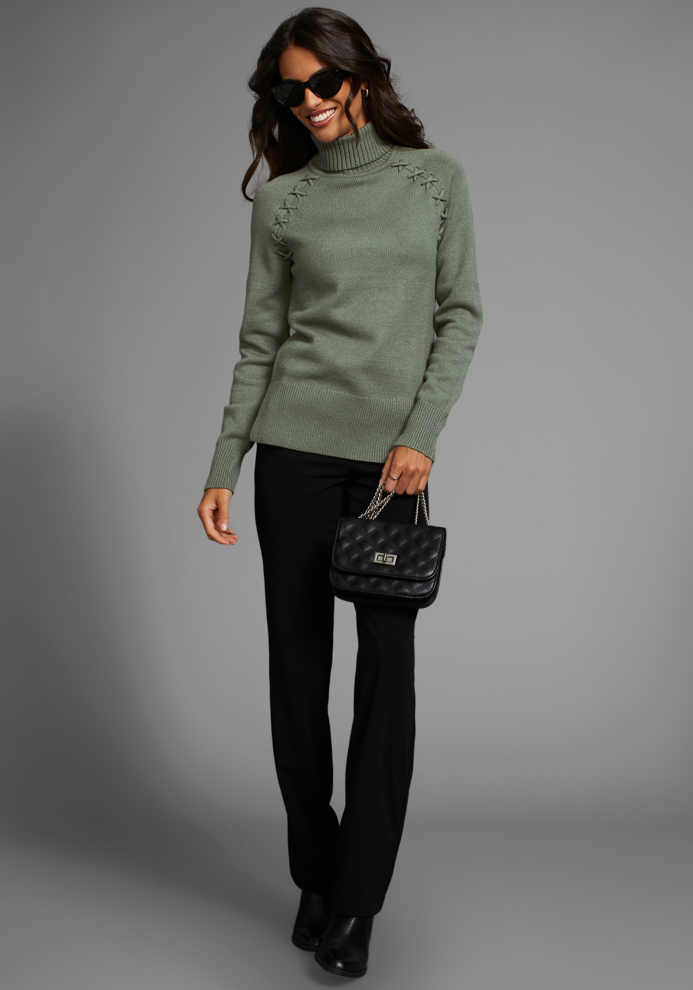 Laura Scott Rollkragenpullover, mit Flechtdetail