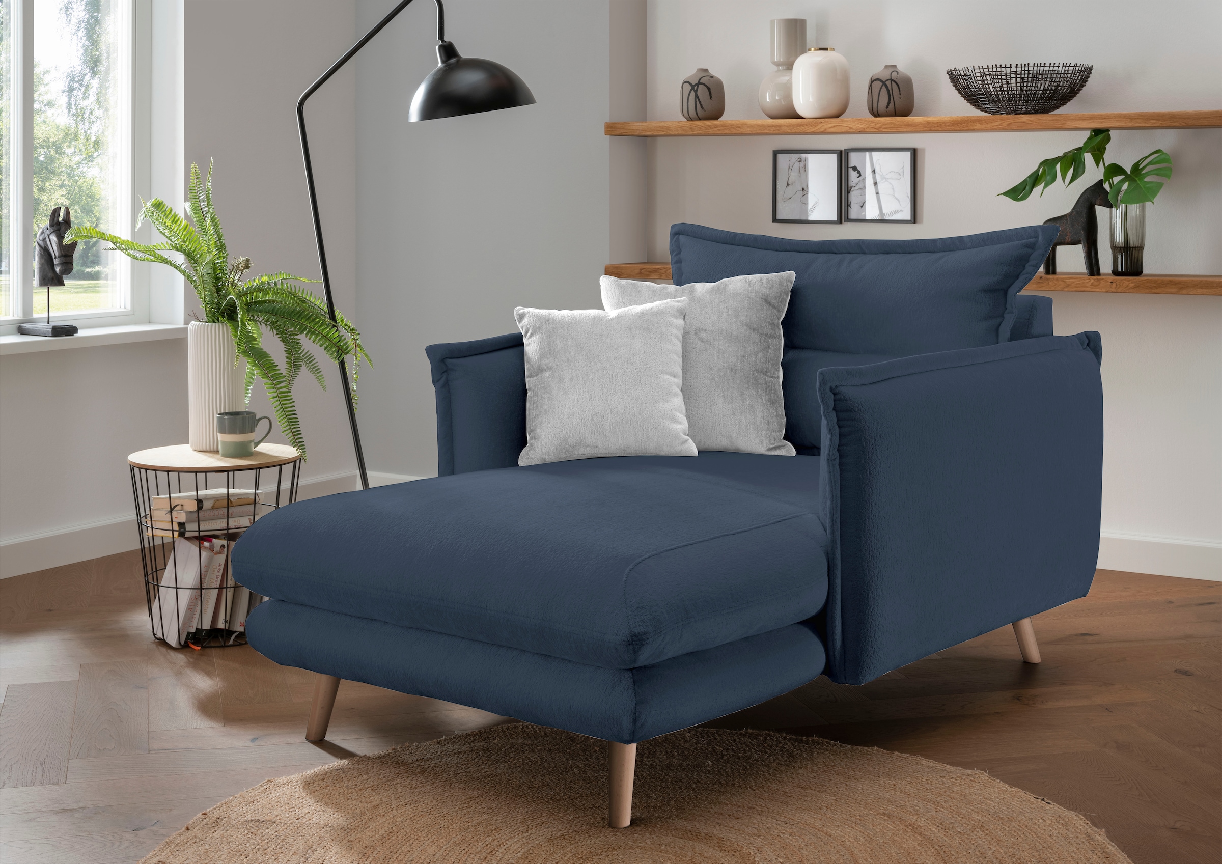 Home affaire Loveseat "Lazio, 111 cm breit, modern und bequem" Webstoff, inkl. Rücken- und Zierkissen
