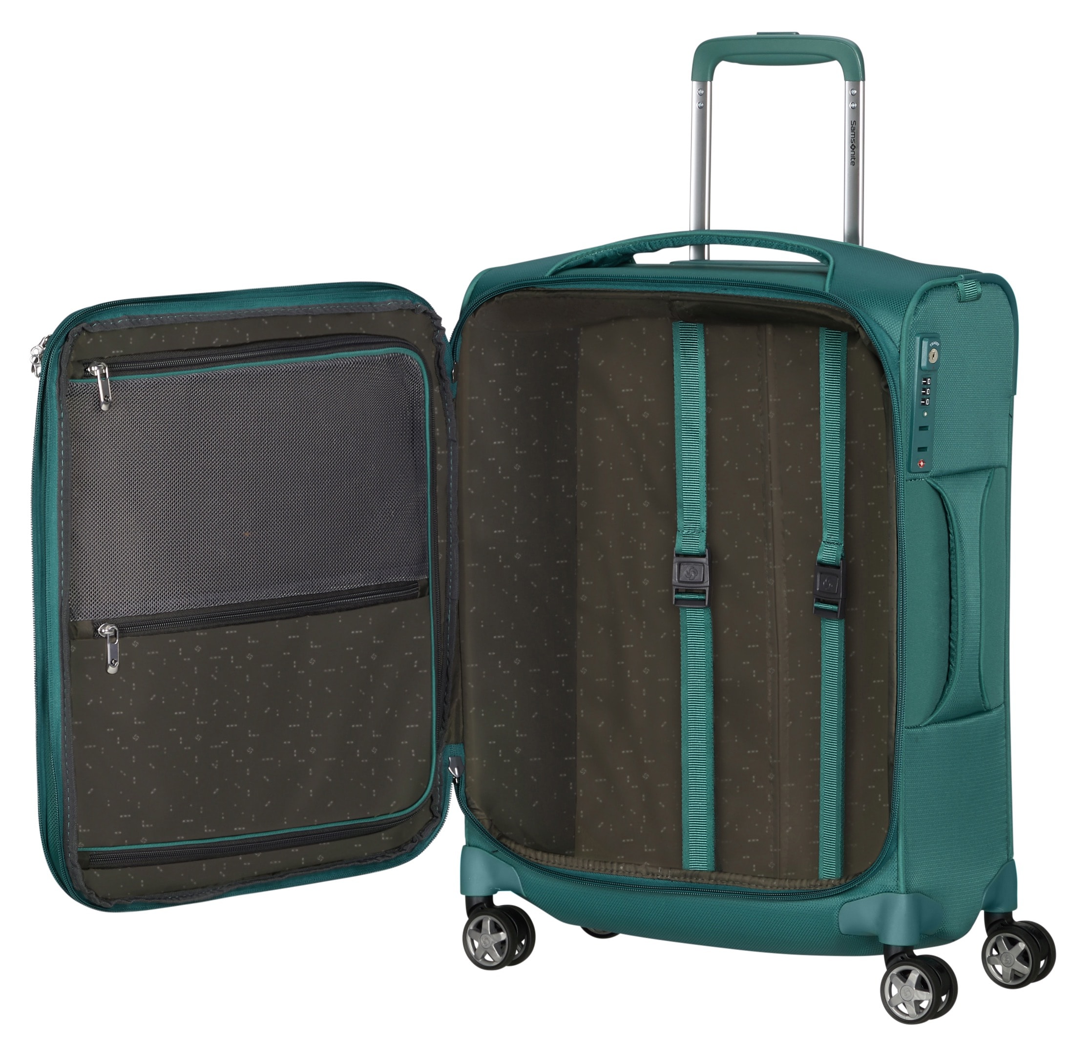 Samsonite Weichgepäck-Trolley »D'LITE«, 4 St. Rollen, Hartschalen-Koffer Reisekoffer TSA-Zahlenschloss im klassischen Design