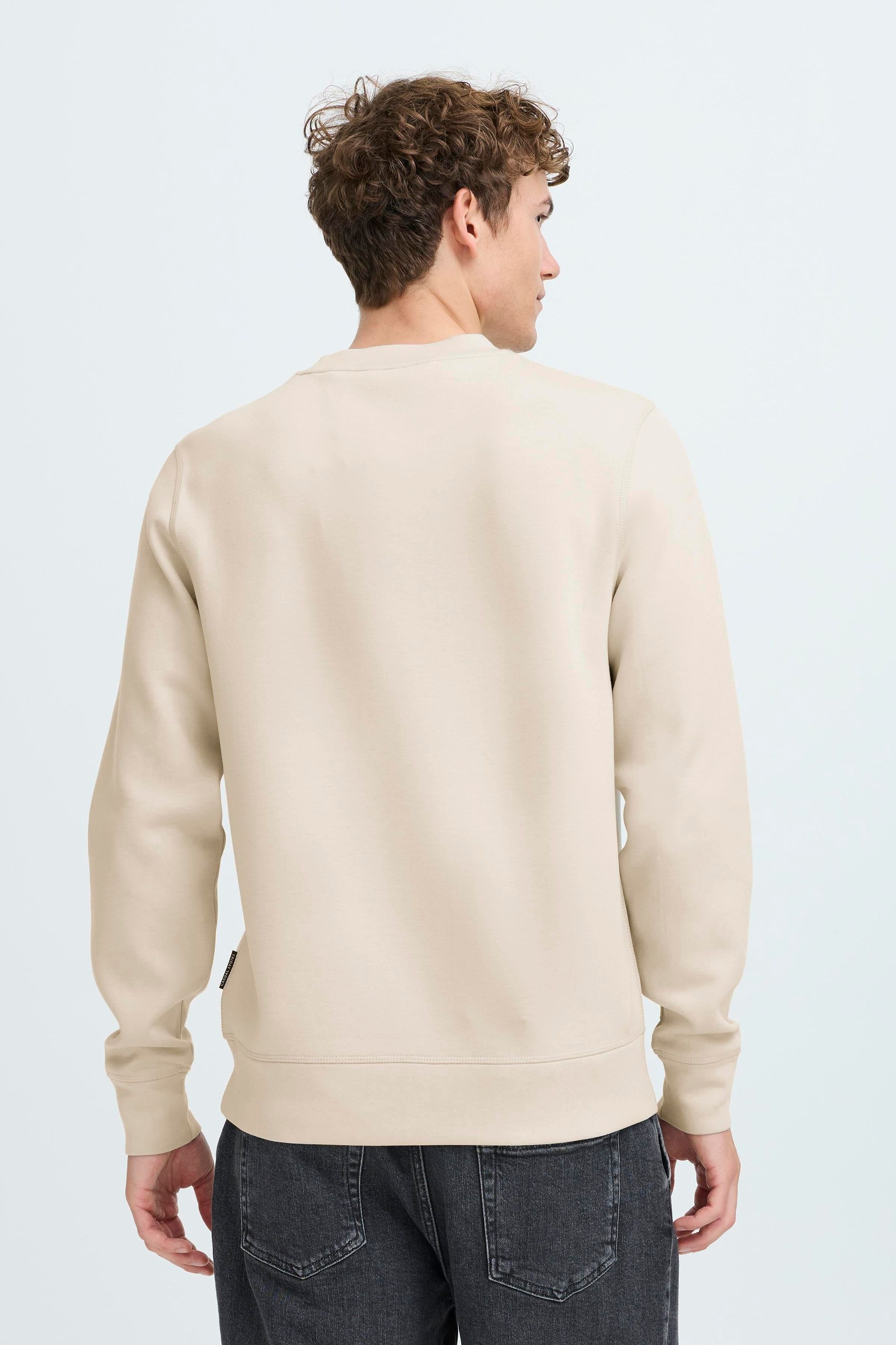 Longpullover CASUAL FRIDAY "Sweater CFVIDAR", Herren, Gr. L, beige (silber lining), Obermaterial: 80% Viskose CV. 13% Polyester PES. 7% Elasthan EL., Pullover Longpullover 3