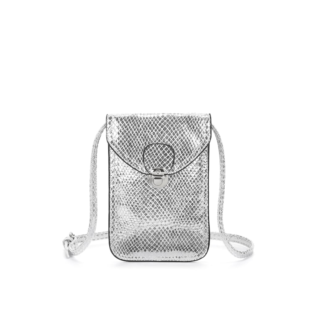 LASCANA Umhängetasche, im coolen Metallic Look, Minibag, Handytasche, Crossbody Bag VEGAN