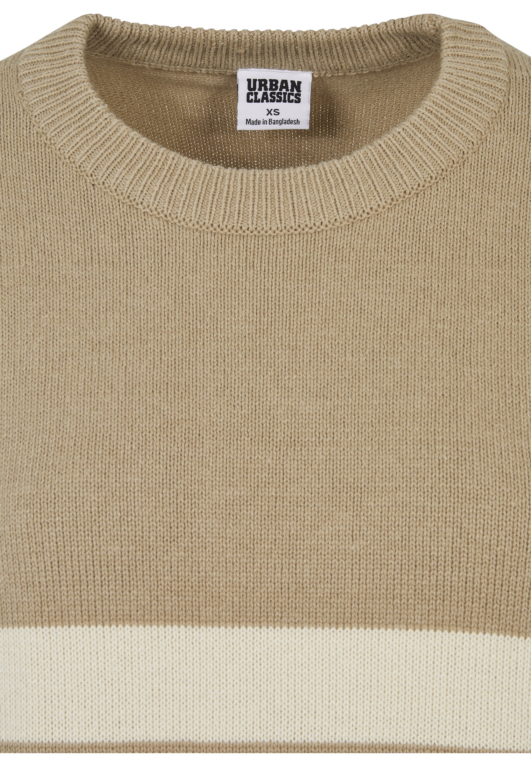 URBAN CLASSICS Fleecepullover »Urban Classics Damen Ladies Striped Knit Crew Sweater«, 1 Stk.
