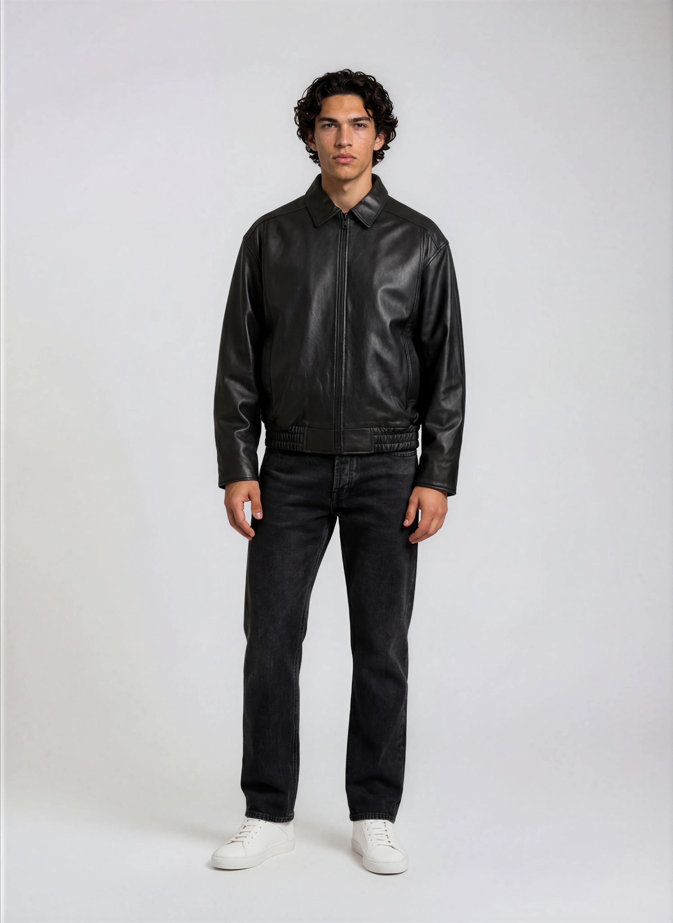trueprodigy Lederjacke »Pekka Blouson Schnitt mit Hemdkragen und elastischen Saum« ohne Kapuze
