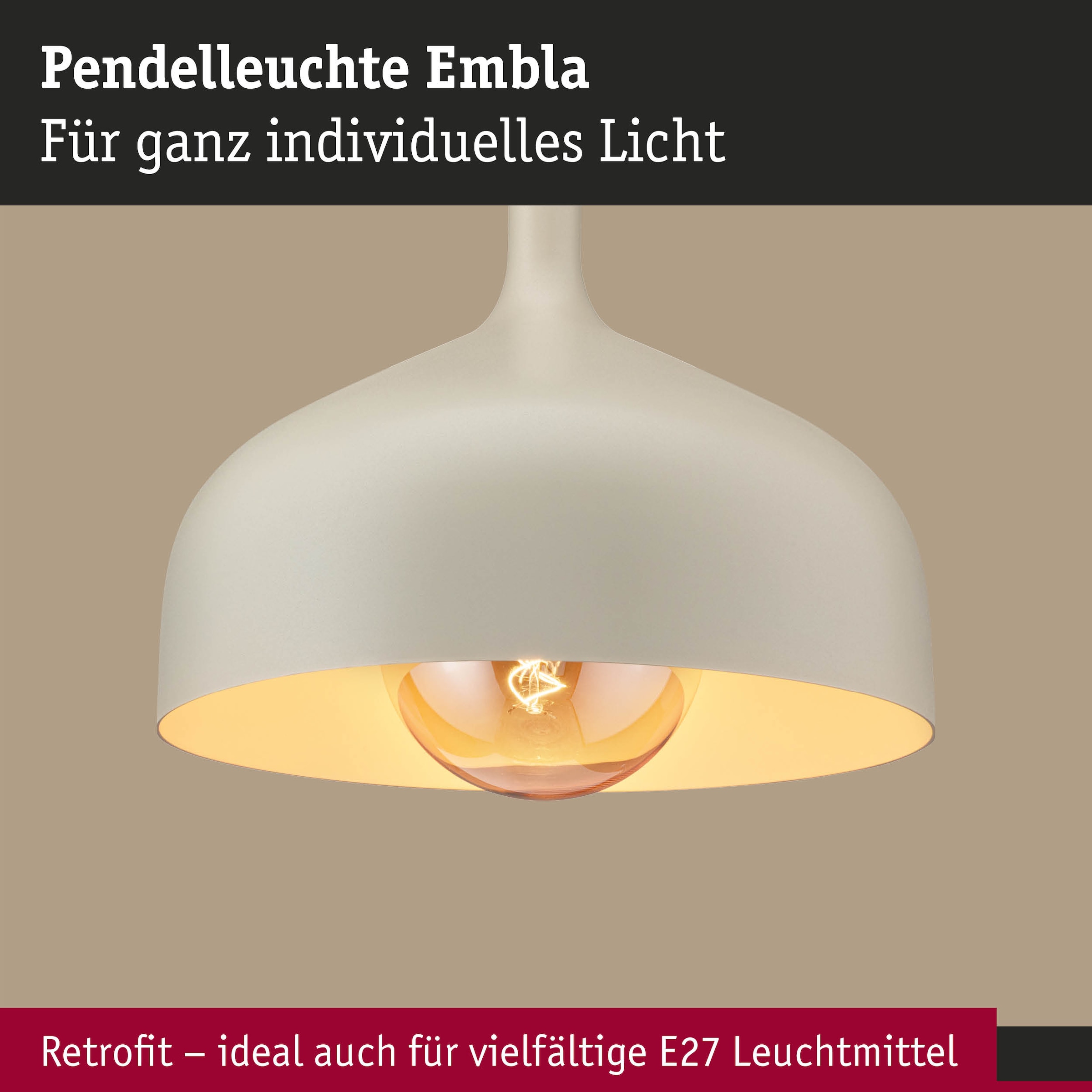 Paulmann Pendelleuchte »Embla II max.1x20W E27 230V« E27 1 Stk. Dimmbar