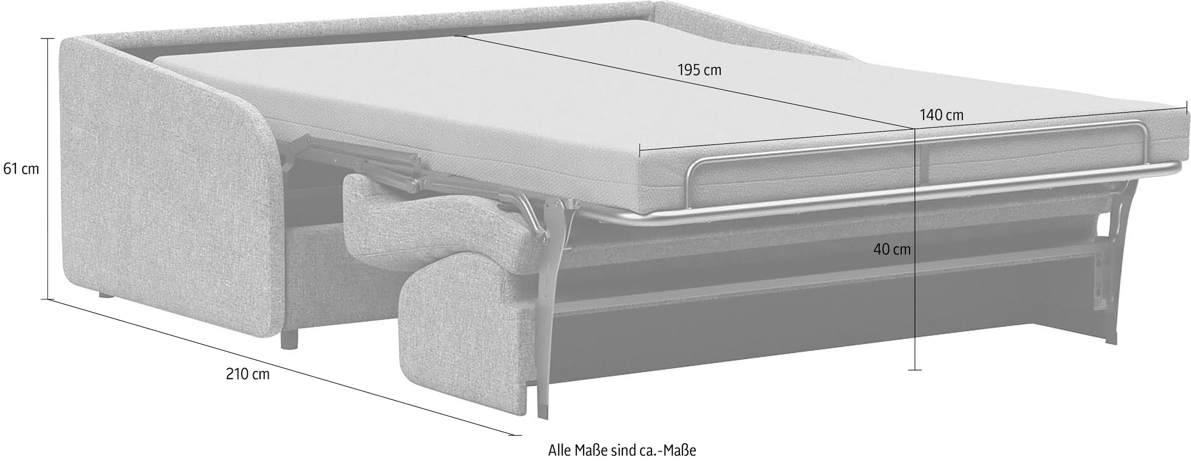 INNOVATION LIVING ™ 3-Sitzer »Eivor, hochwertige Dauerschlaffunktion, bequem und komfortabel«, Schlafsofa mit innenliegender Schlafmatratze und schmalen Armlehnen