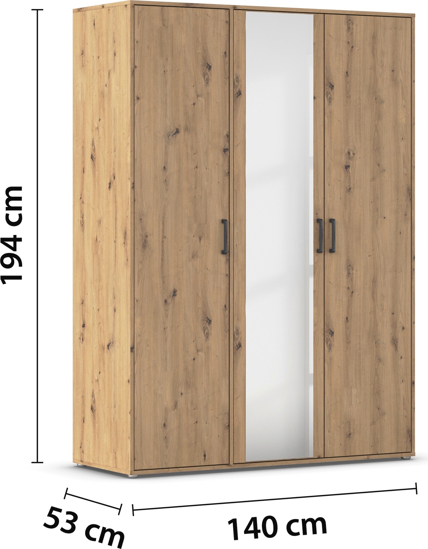 rauch Drehtürenschrank »Kleiderschrank Schrank Garderobe Wäscheschrank VOYAGER« in 3 verschiedenen Ausstattungen BASIC/CLASSIC/PREMIUM,  mit modernen Griffen in Graumetallic und Spiegel