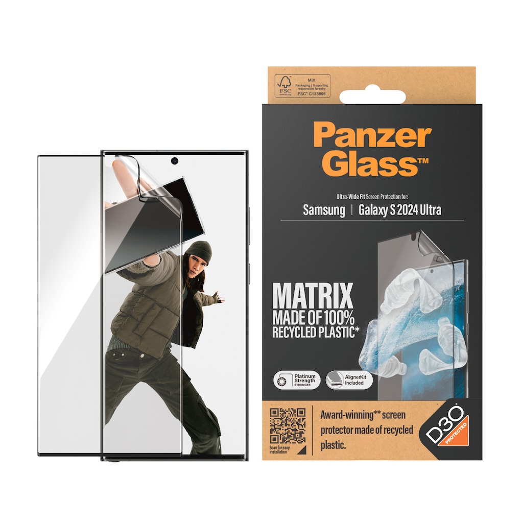 PanzerGlass Displayschutzfolie »Matrix Ultra Wide Fit Screen Protector«, für Samsung Galaxy S24 Ultra, Displayschutz, stoßfest, kratzbeständig