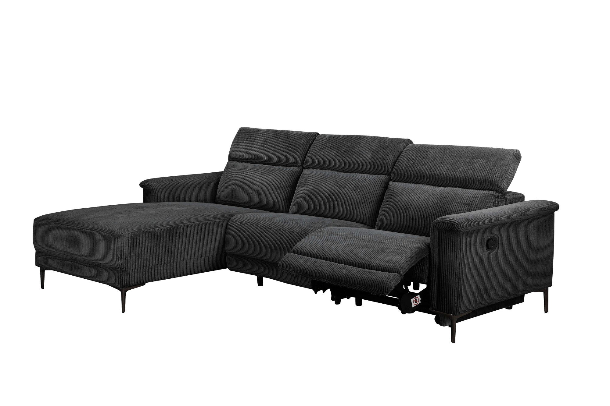 Places of Style Ecksofa »Lund in Cord, L-Form, 261 cm, mit manueller«, o. elektrischer Relaxfunktion, USB, Kopfteilverstellung