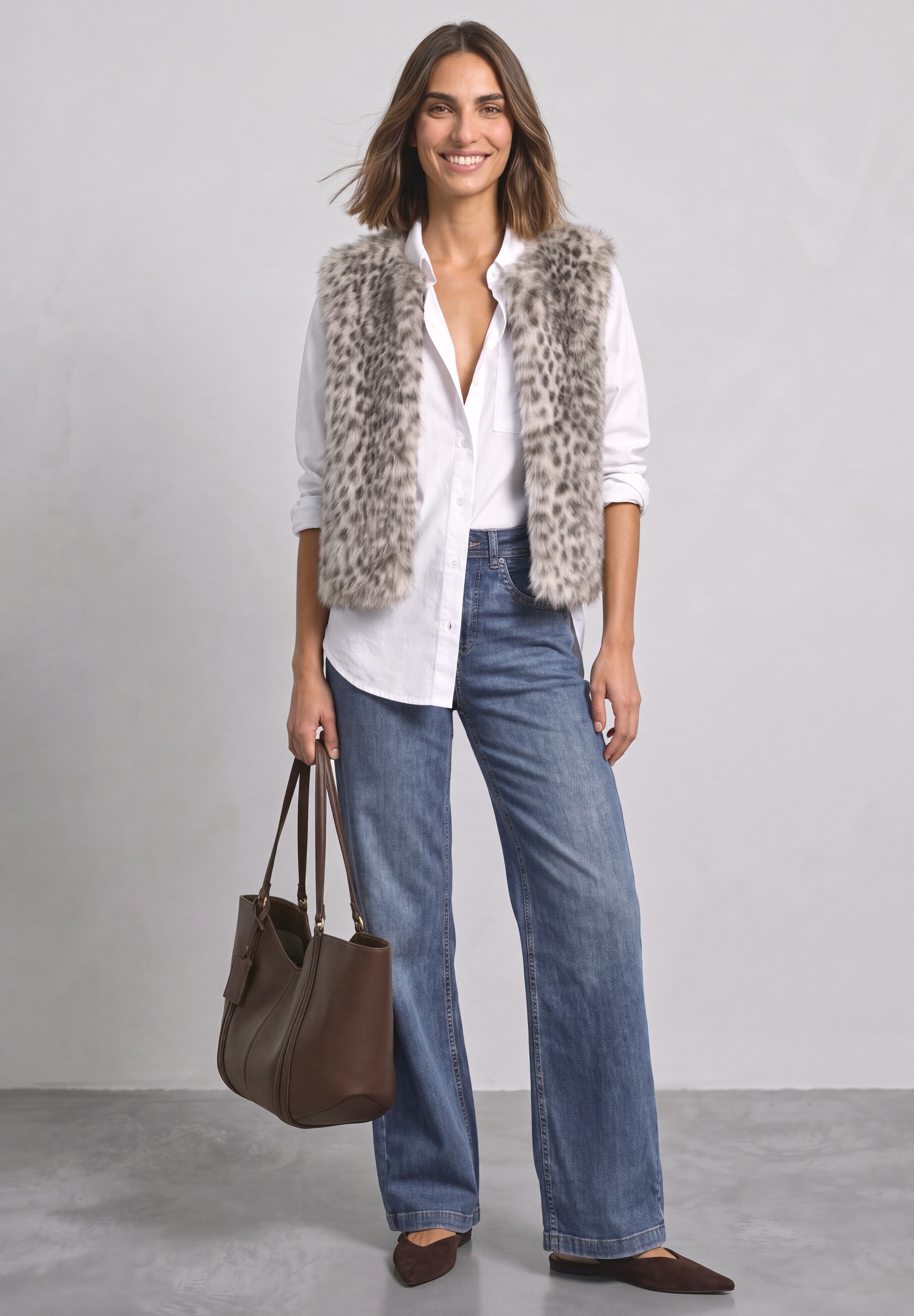 STREET ONE Fellimitatweste mit Zipper