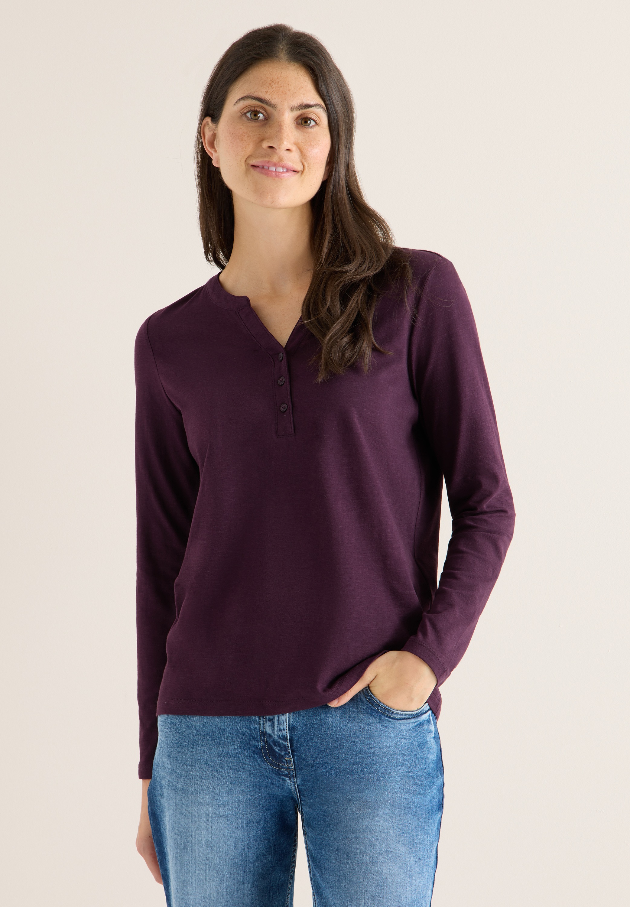 Cecil Langarmshirt aus reiner Baumwolle günstig online kaufen