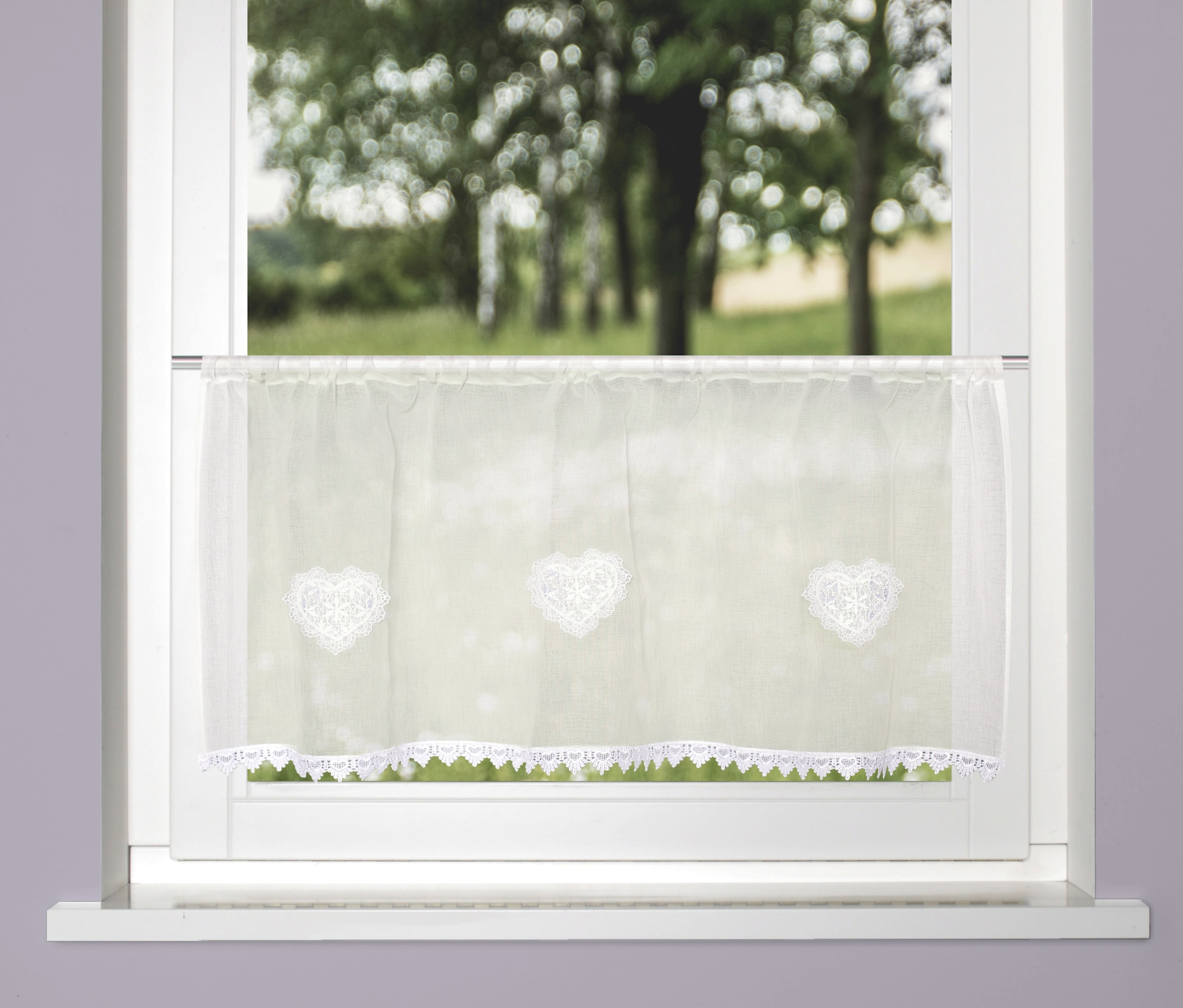 HOME WOHNIDEEN Scheibengardine "NISHAY" Stangendurchzug 1 Stk. tlg. Cafehau günstig online kaufen