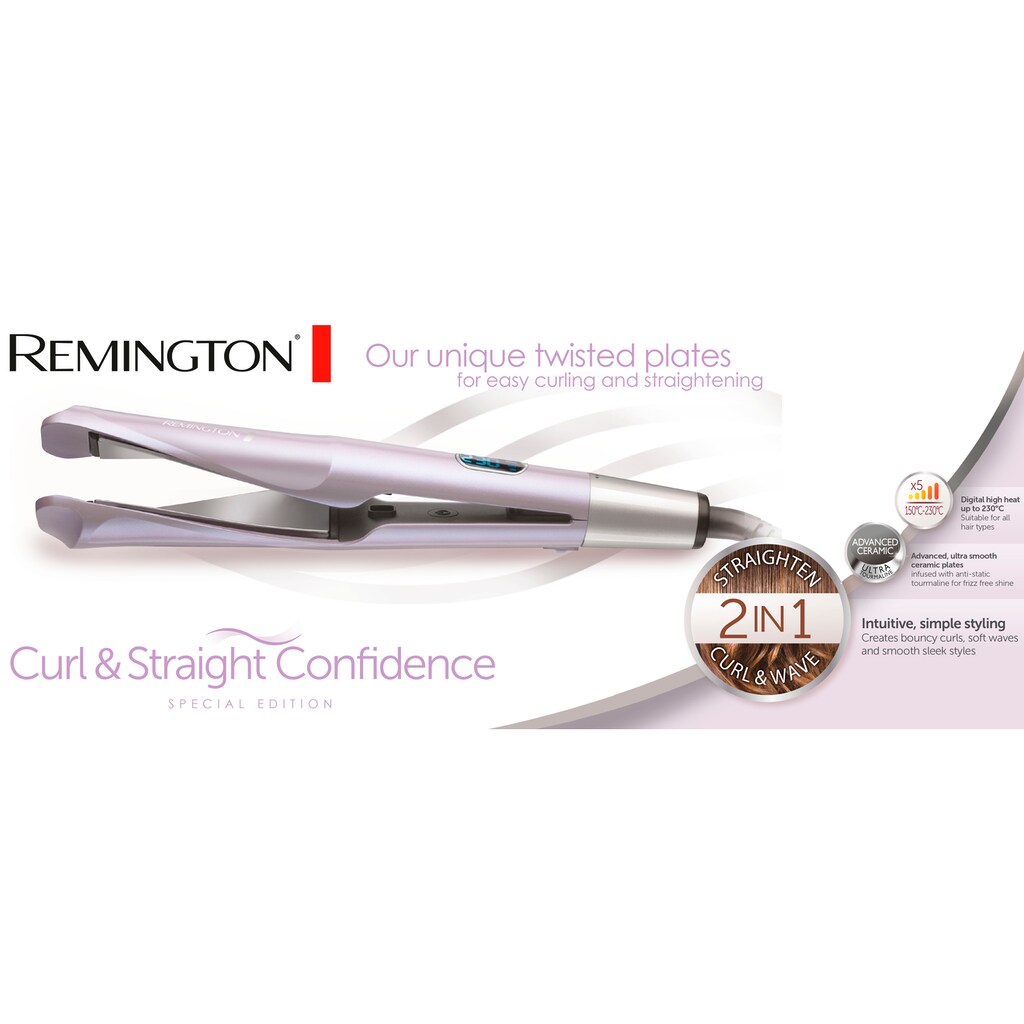 Remington Glätteisen »S6606GP Curl & Straight Confidence«, Keramik-Turmalin-Beschichtung