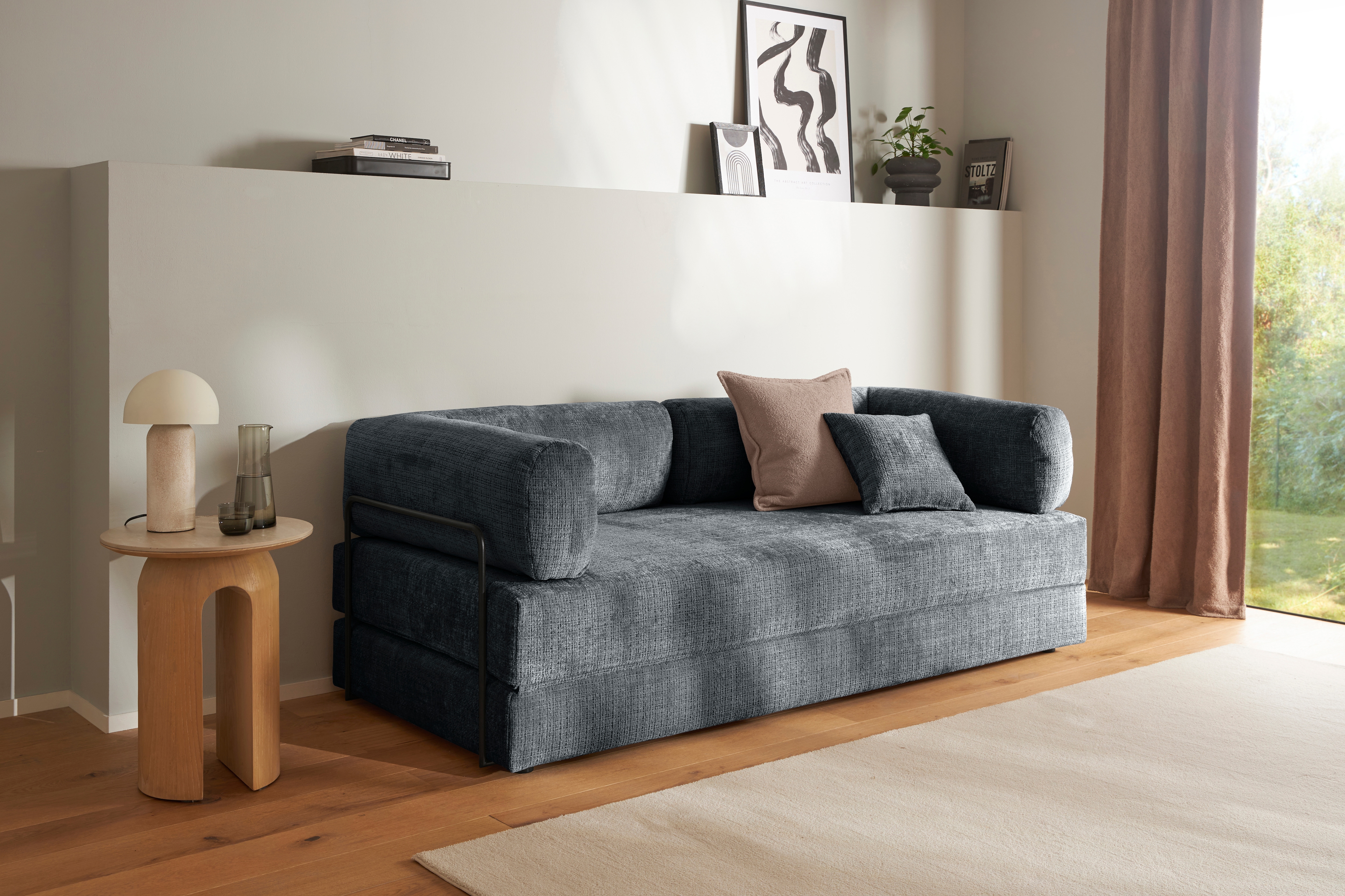 homsy by Ana Johnson Schlafsofa "Folda Dauerschläfer, B: 206 cm, Liegefl. 181x198 cm" mit Bett-/Schlaffunktion, inkl. 1x Zierkissen, Tonnentaschenfederkern