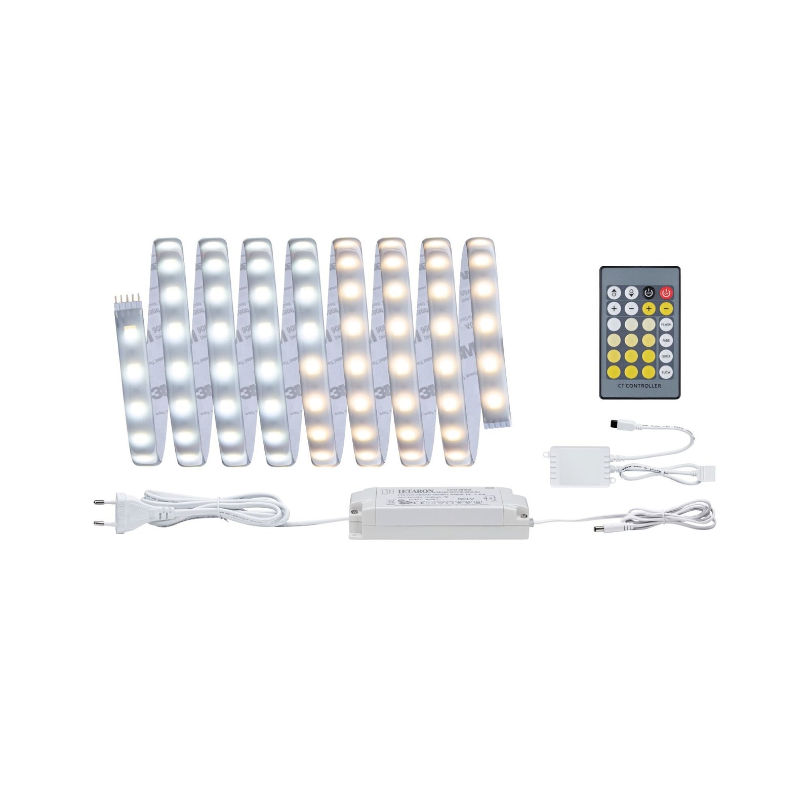 Paulmann LED-Streifen »MaxLED 500 Basisset 3m 20W 230/24V 36VA Silber Kunststoff«, 1 St.-flammig, IP44 Cover 2700K-6500K TunableWhite