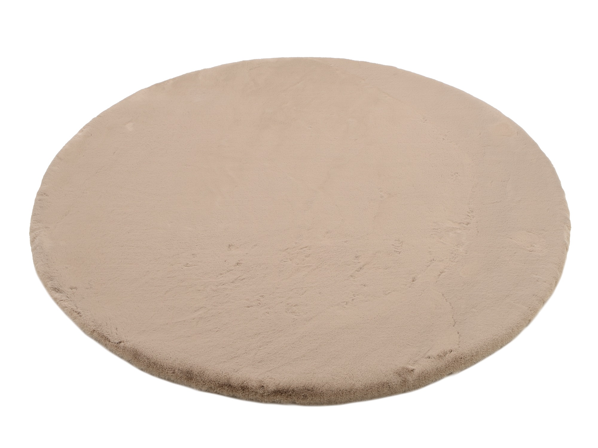 Hochflor-Teppich OCI DIE TEPPICHMARKE "ALISSA", grau (taupe), H:38mm Ø:80cm, Polyester, Teppiche, Kuschelig weicher Flor, Kaninchen Fell Haptik, getuftet