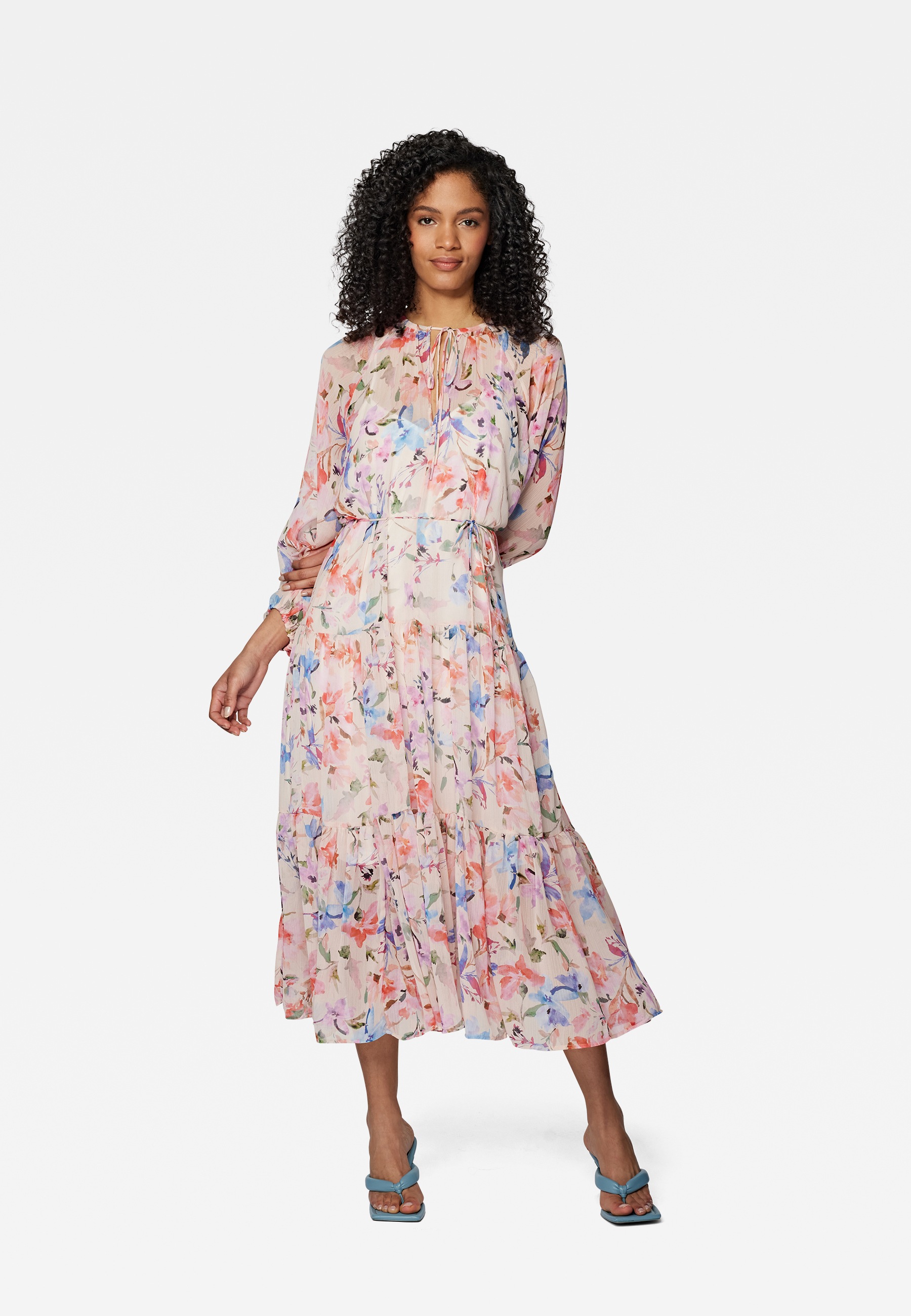 Mavi Maxikleid »LONG DRESS«, Maxi Rüschenkleid