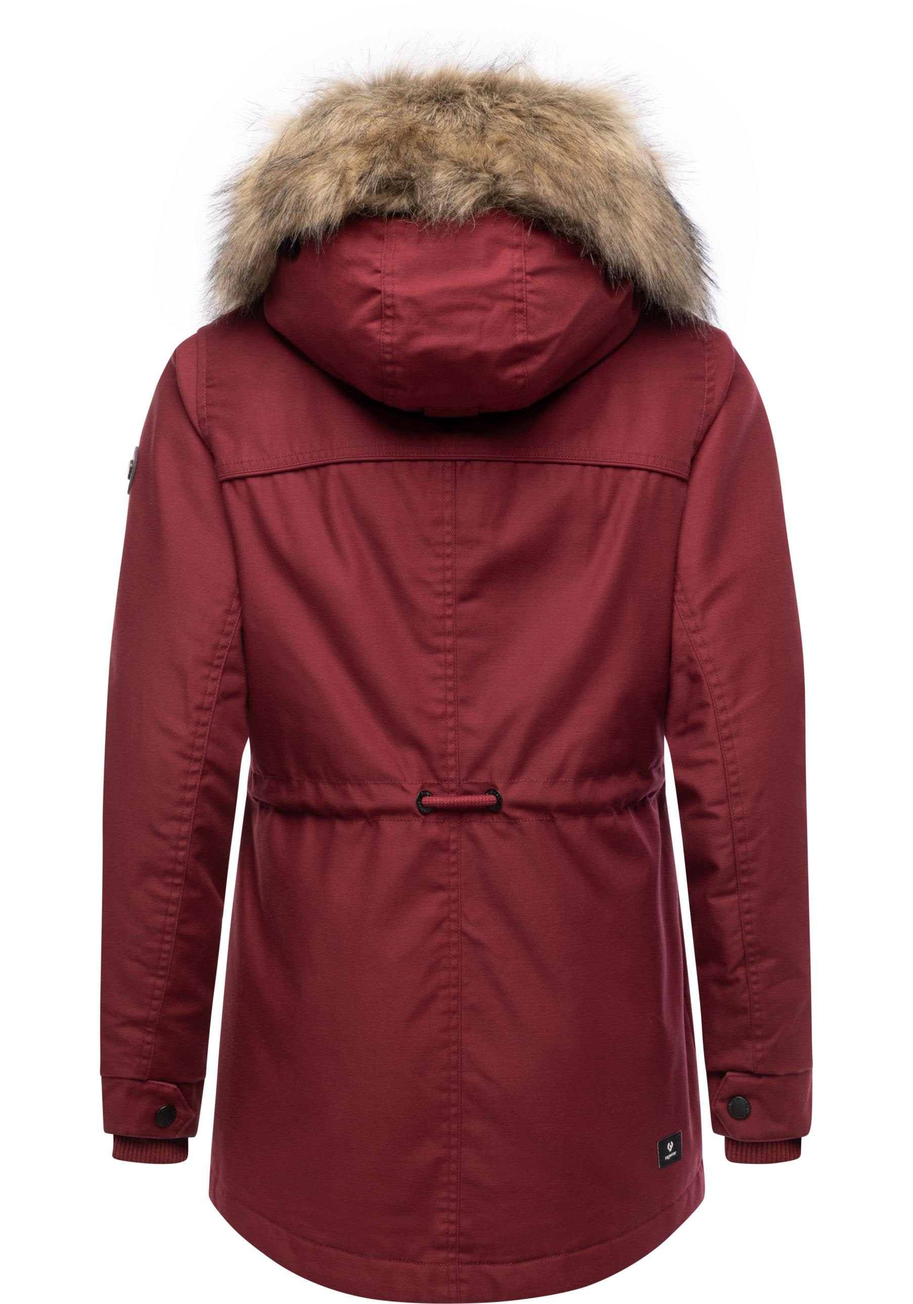 Ragwear Winterjacke »Tawny Short YOUMODO« mit Kapuze Warme Jacke mit großer Kapuze und Kunstfellkragen