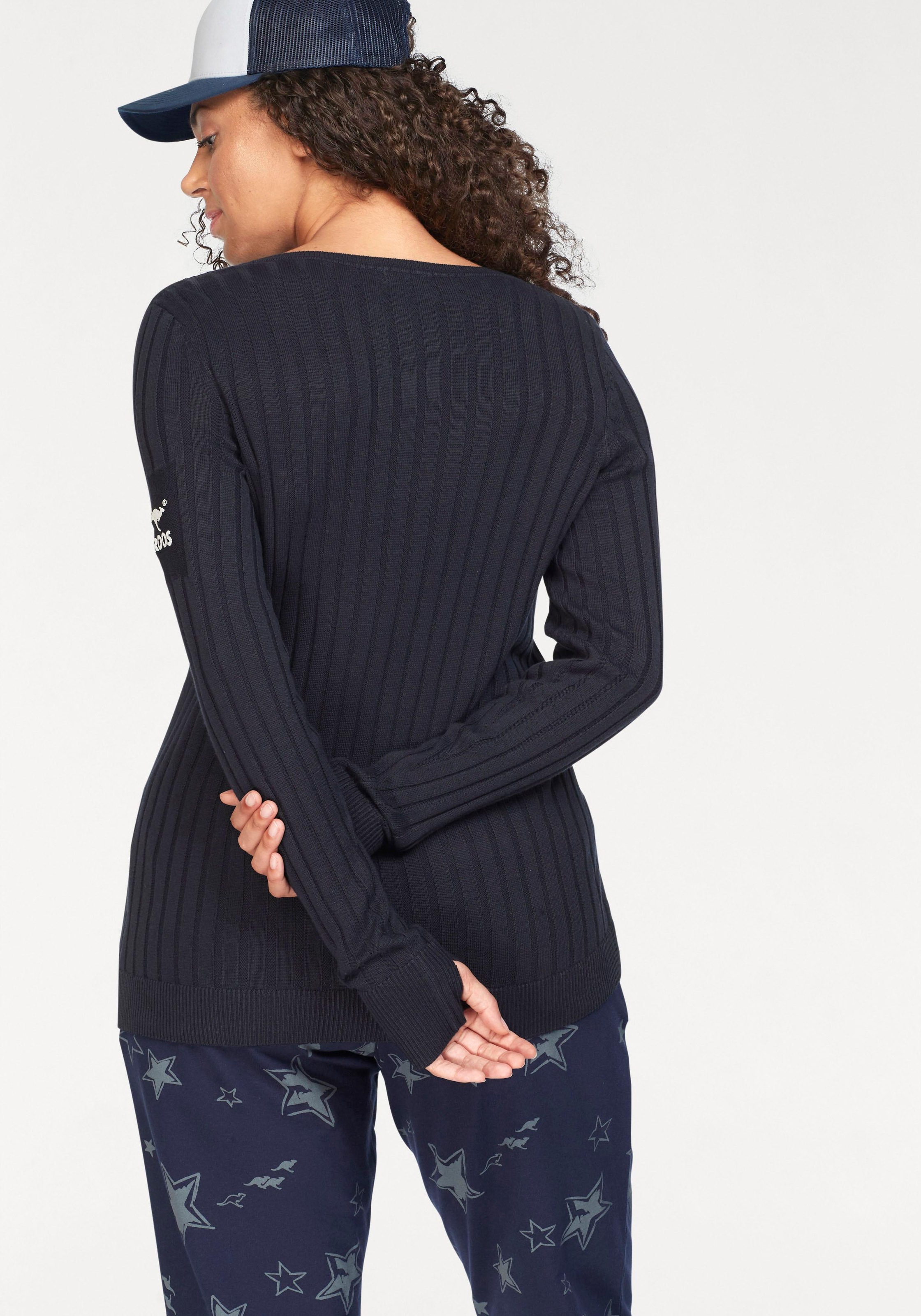 KangaROOS V-Ausschnitt-Pullover in breit geripptem Feinstrick günstig online kaufen