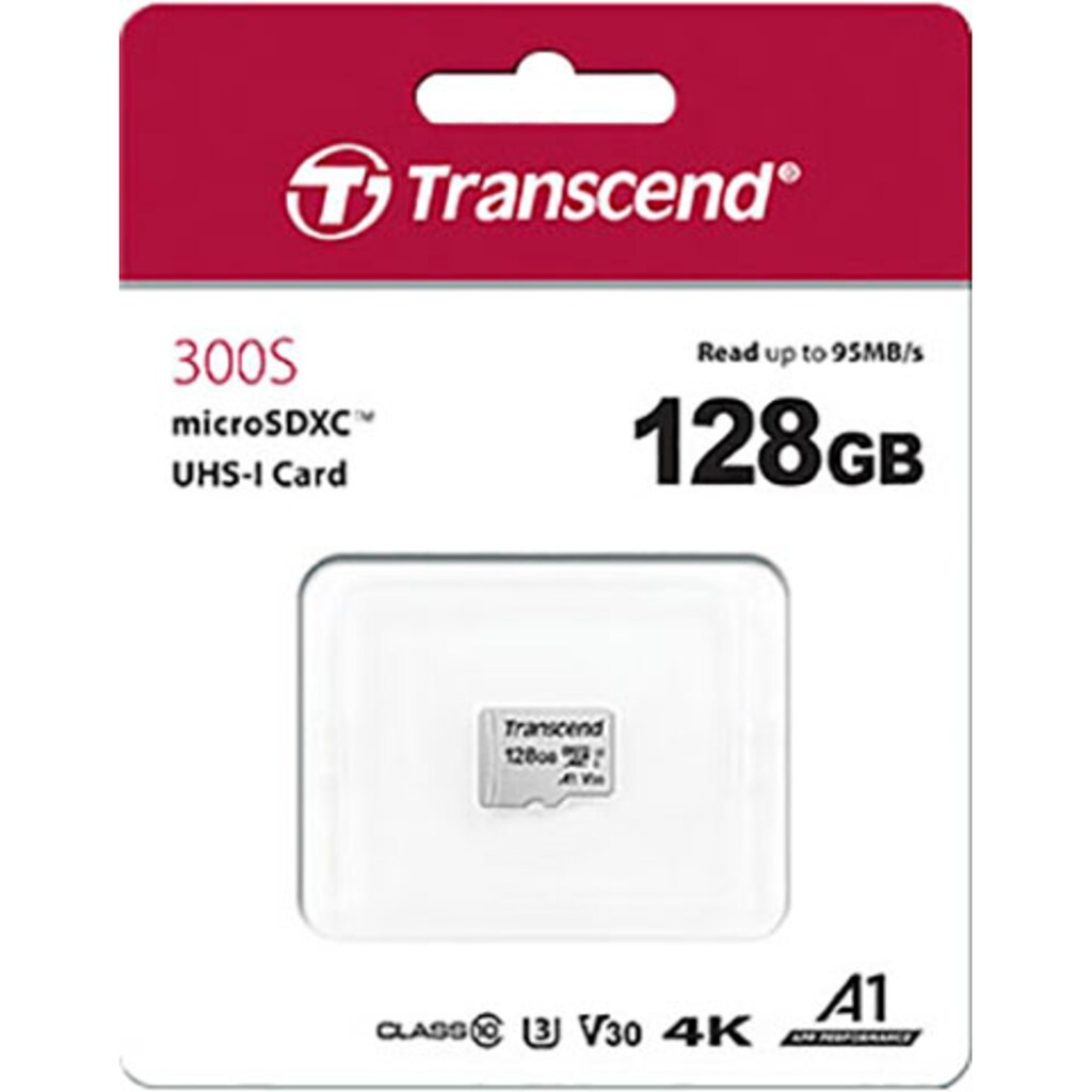 Transcend Speicherkarte »microSDXC 300S 128 GB«, (UHS Class 10 100 MB/s Lesegeschwindigkeit)