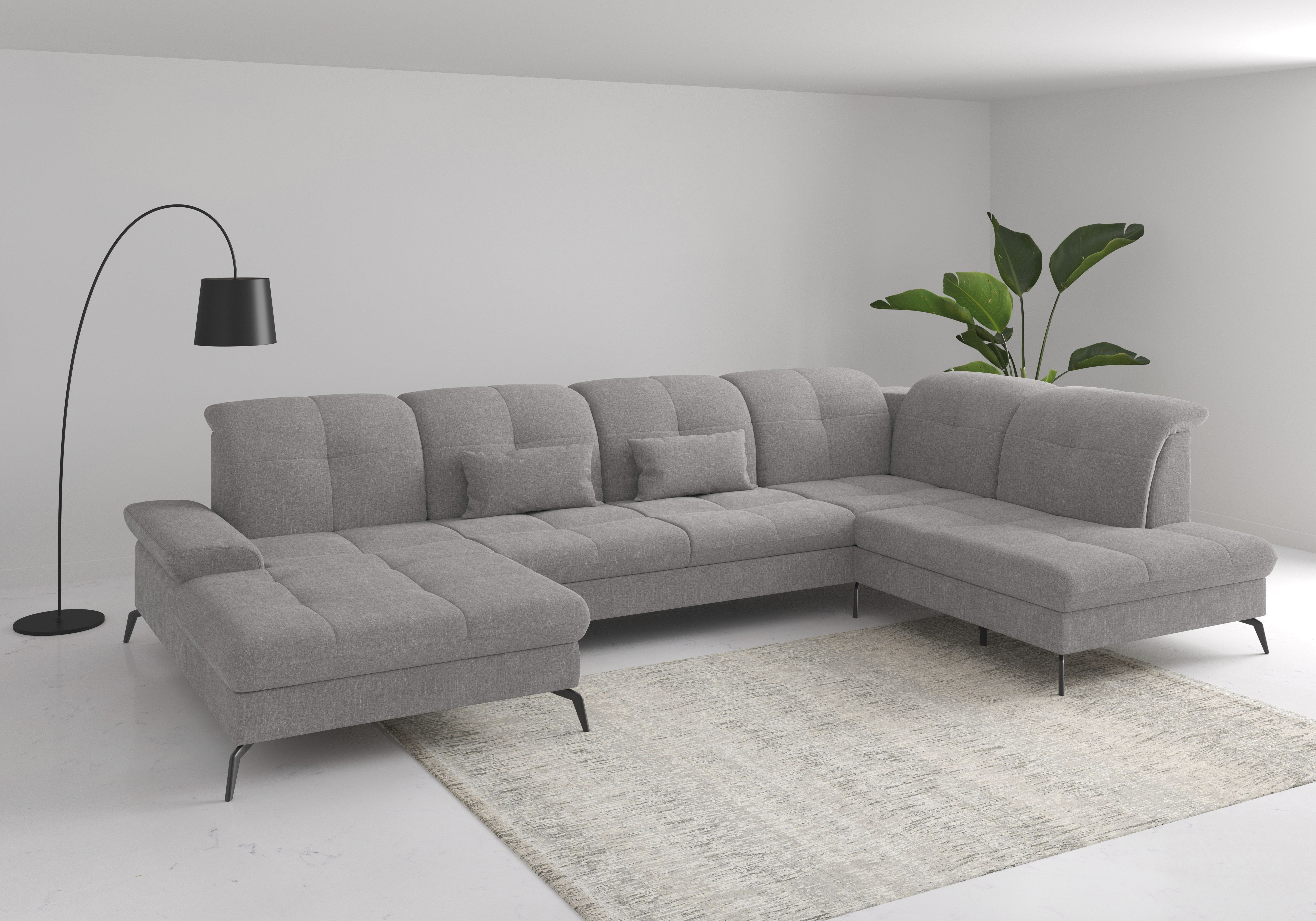 sit&more Wohnlandschaft "Amica, U-Form, inkl. Sitztiefenverstellung und Armteilverstellung" wahlweise mit Kopfteilverstellung, Schlaffunktion und Bettkasten