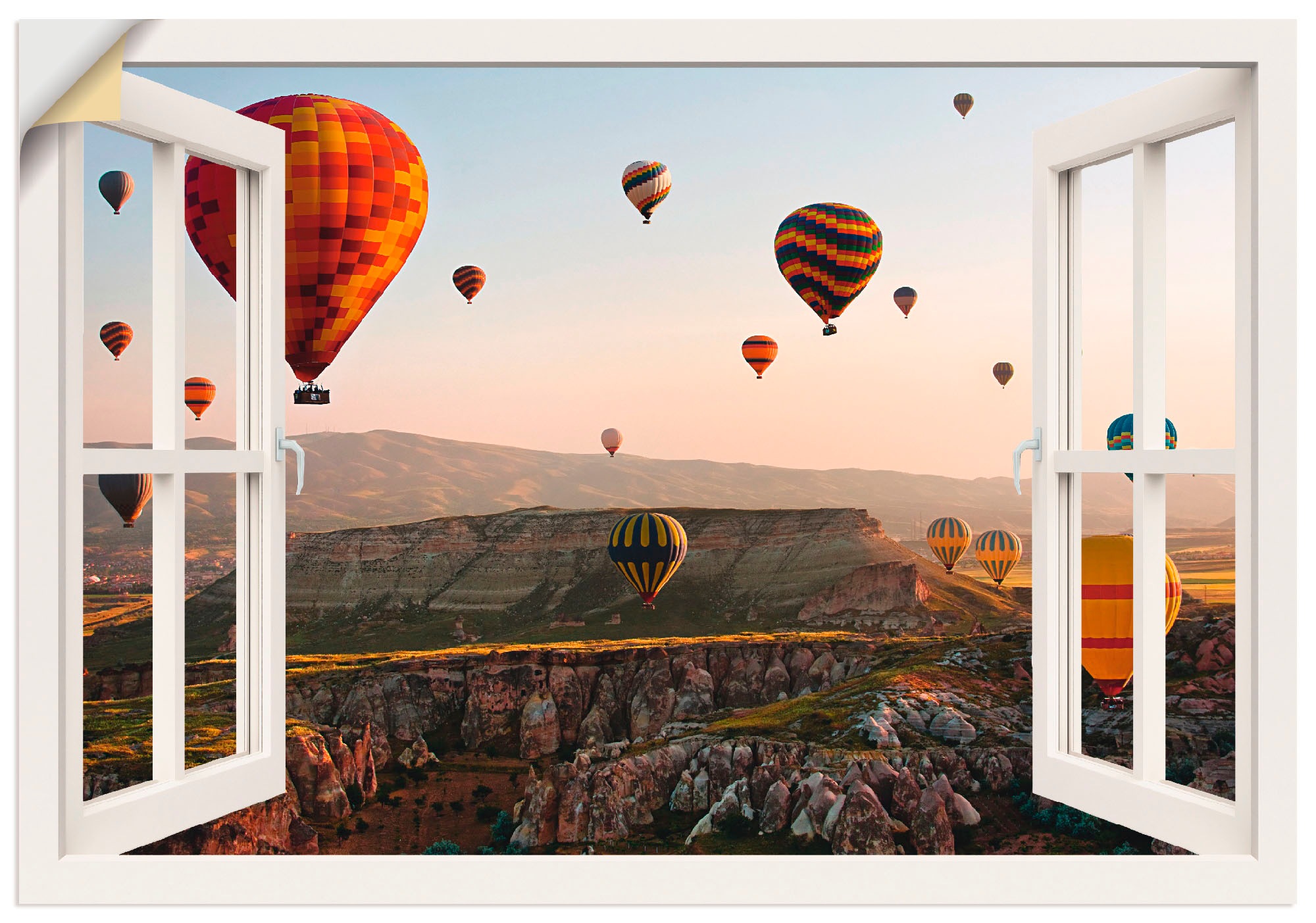 Artland Wandbild "Fensterblick Kappadokien Ballonfahrt", Ballonfahren, (1 S günstig online kaufen