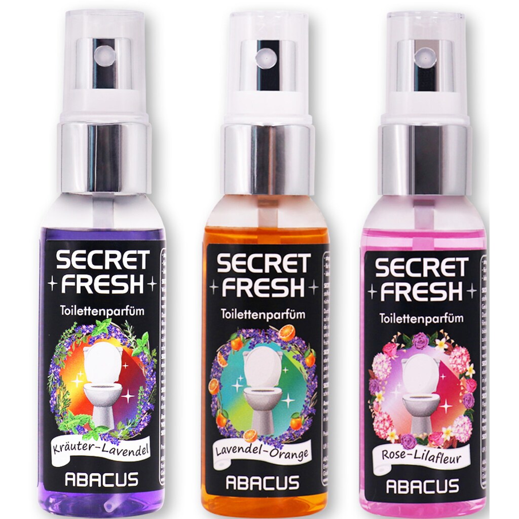 ABACUS Toiletten-Spray »Secret Fresh«, (Set, 3 St., je 50 ml Secret Fresh Kräuter-Lavendel/Lavendel-Orange/Rose-Lilafleur)