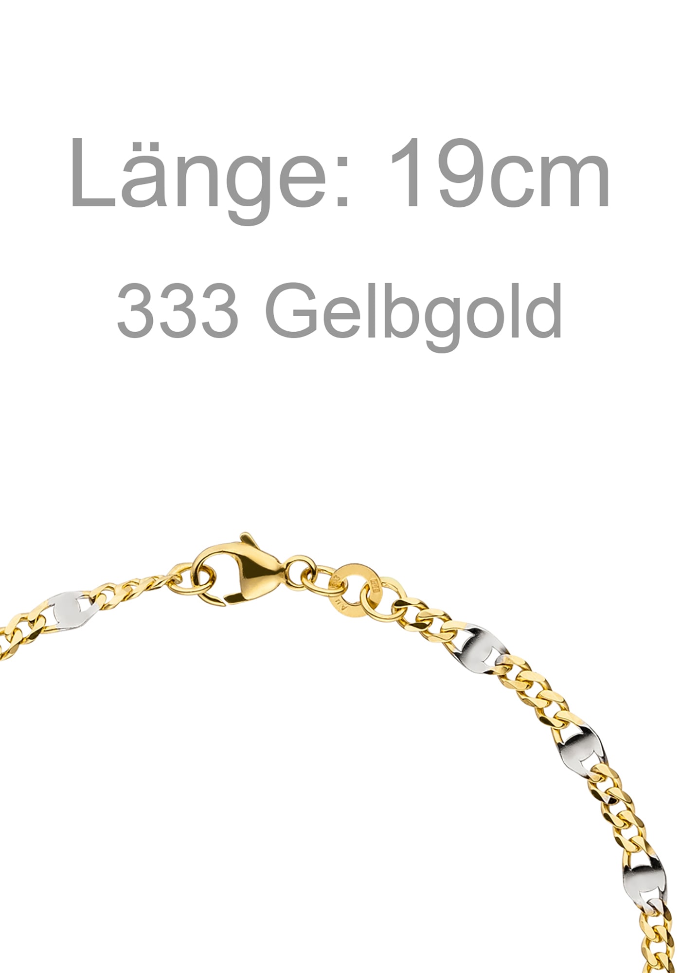 JOBO Goldarmband Steg-Panzerarmband 333 Gold massiv 19 cm