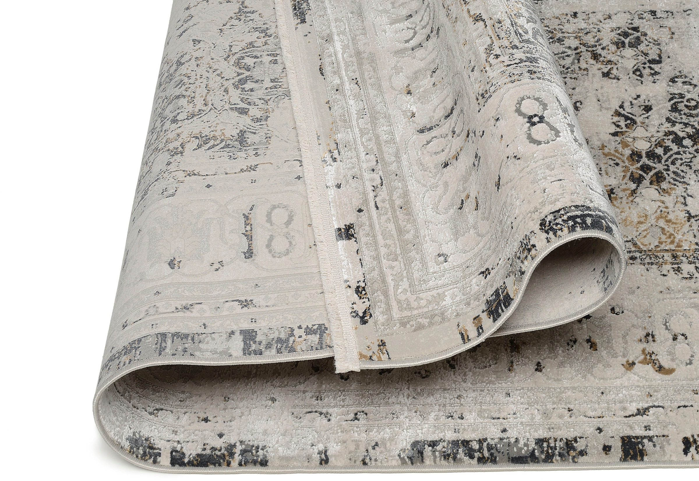 Teppich MUSTERRING "COLORADO CLASSIC", beige (beige, grau), B:80cm H:5mm L:150cm, Polyacryl, Viskose, Teppiche, Teppich, exclusive MUSTERRING DELUXE COLLECTION hochwertig gekettelt Fransen 3