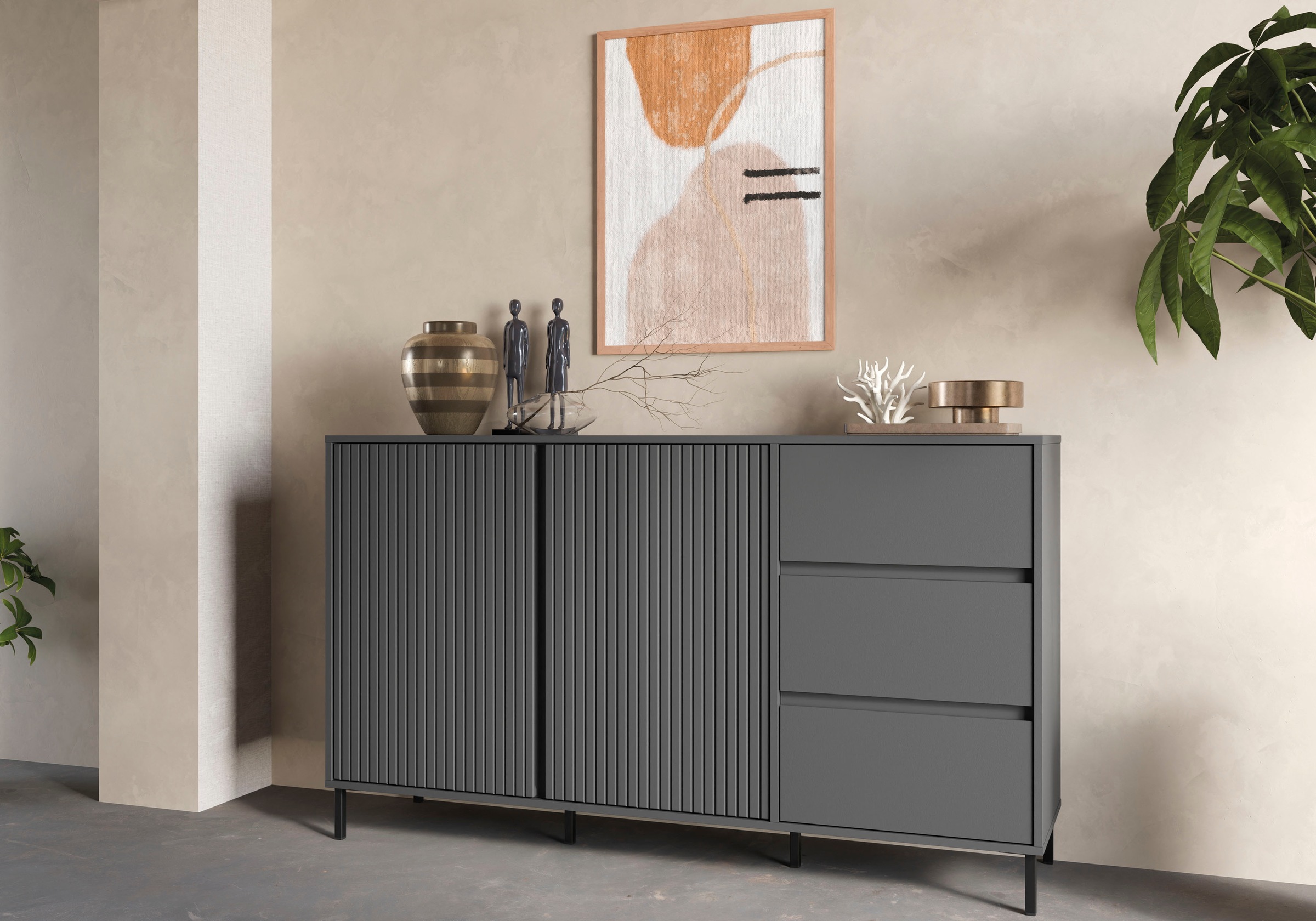 Home affaire Sideboard "viel Stauraum, Soft Close, 2 Türen und 3 Schubkaste günstig online kaufen