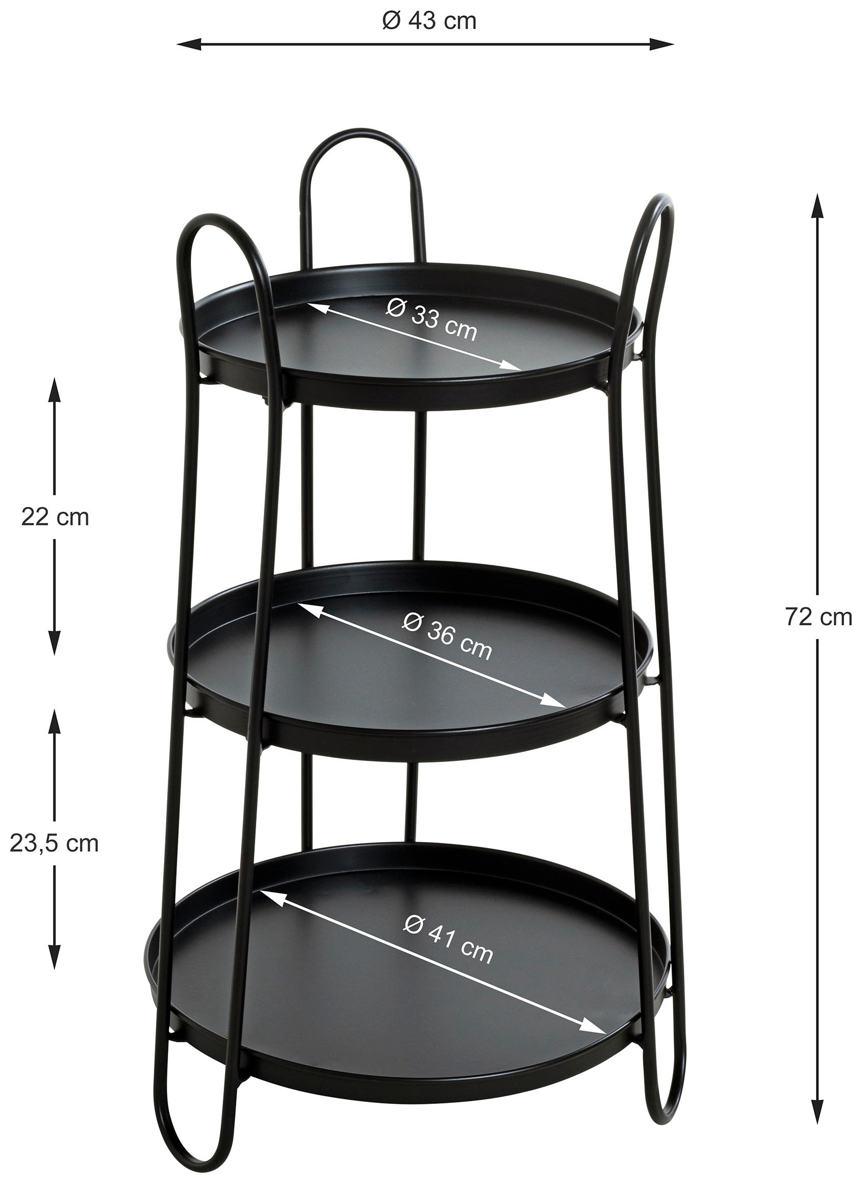 HAKU Beistelltisch »Sofatisch, Wohnzimmertisch« 1 Stk. tlg. rund - aus Metall Schwarz - Ø/H 43/72 cm