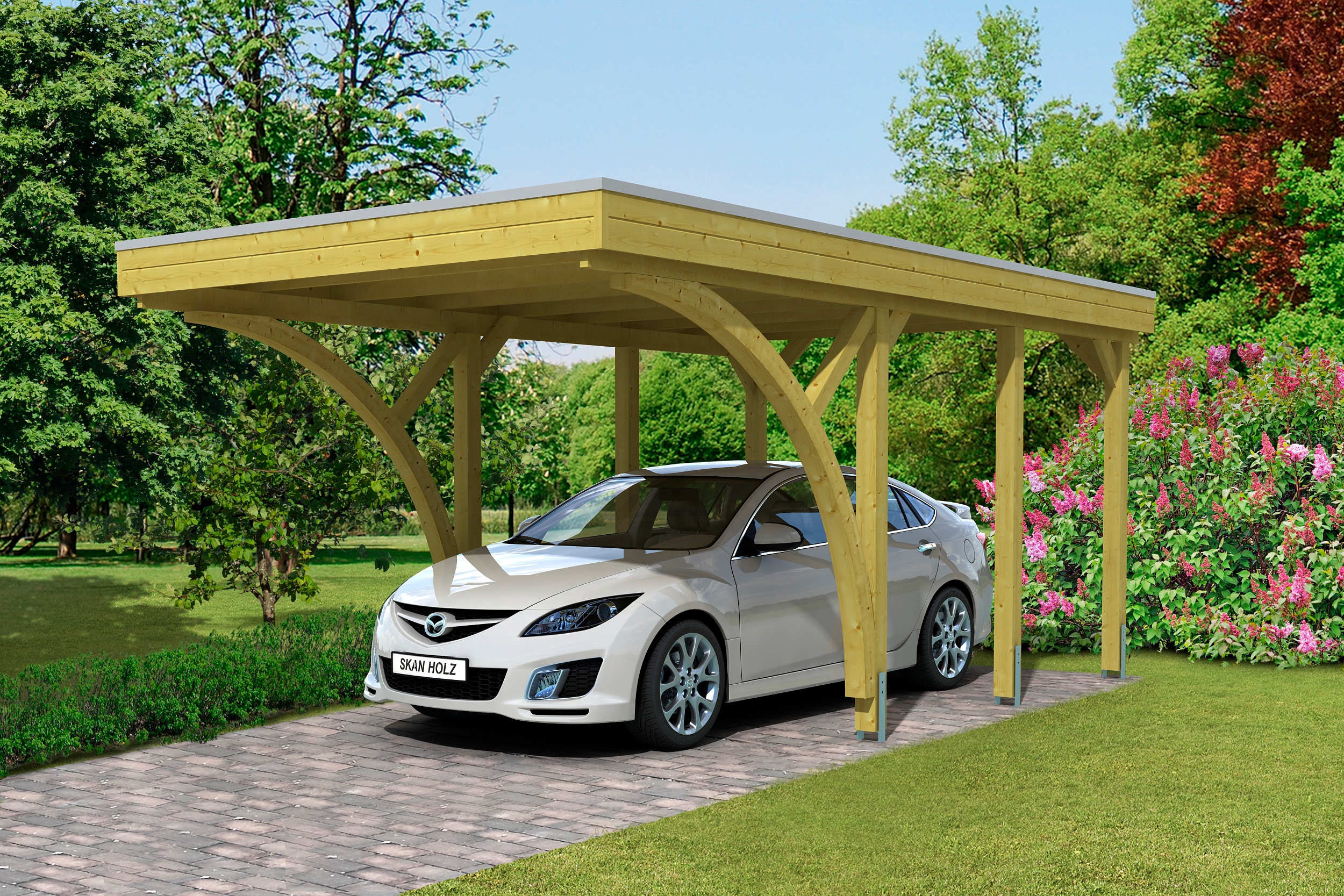 Skanholz Einzelcarport "Friesland 6" Massivholz 270 cm grün-braun