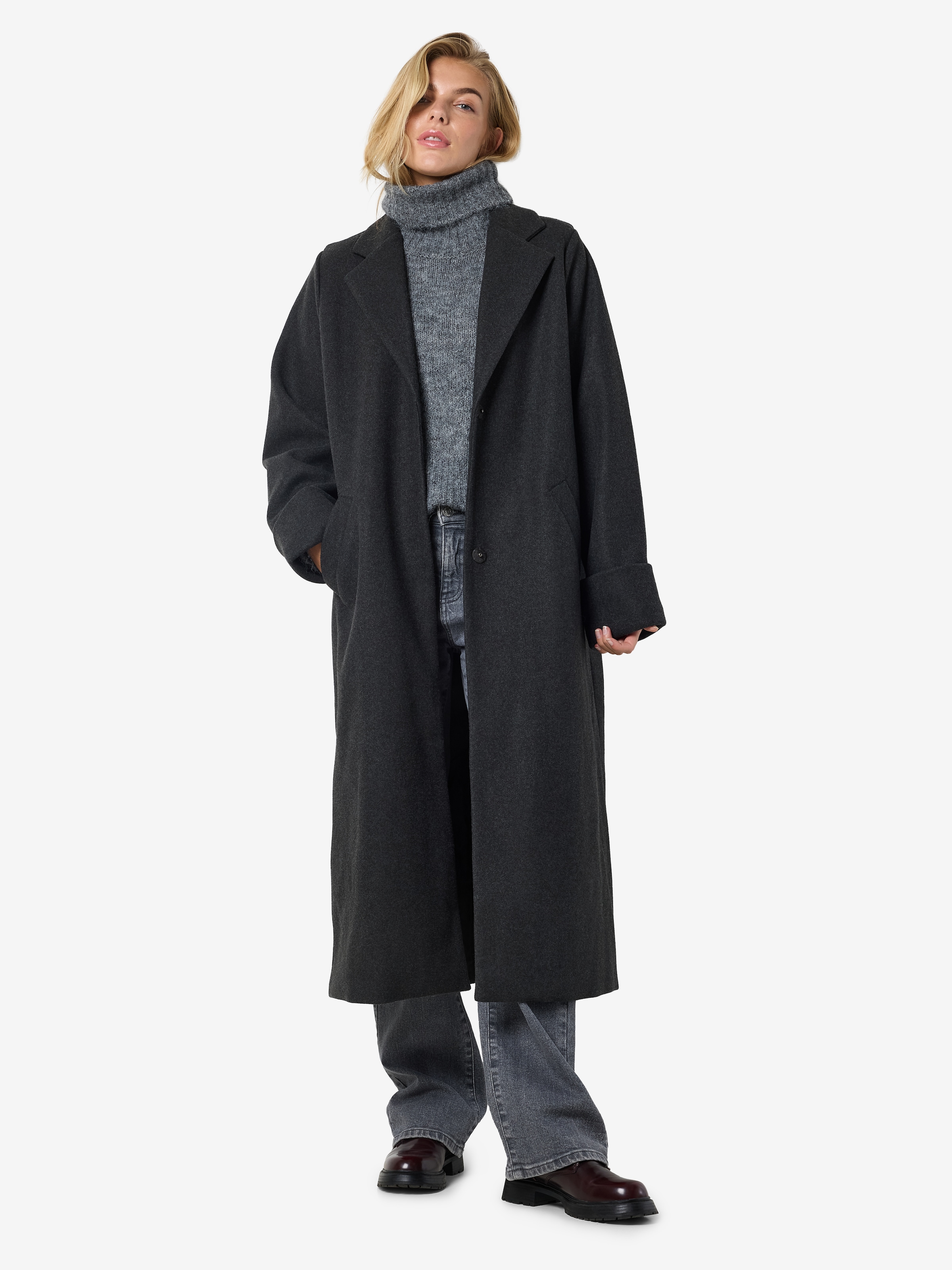 Noisy may Langmantel "NMCADDY L/S LONG COAT FWD NOOS" Kunstfaser, loose fit günstig online kaufen