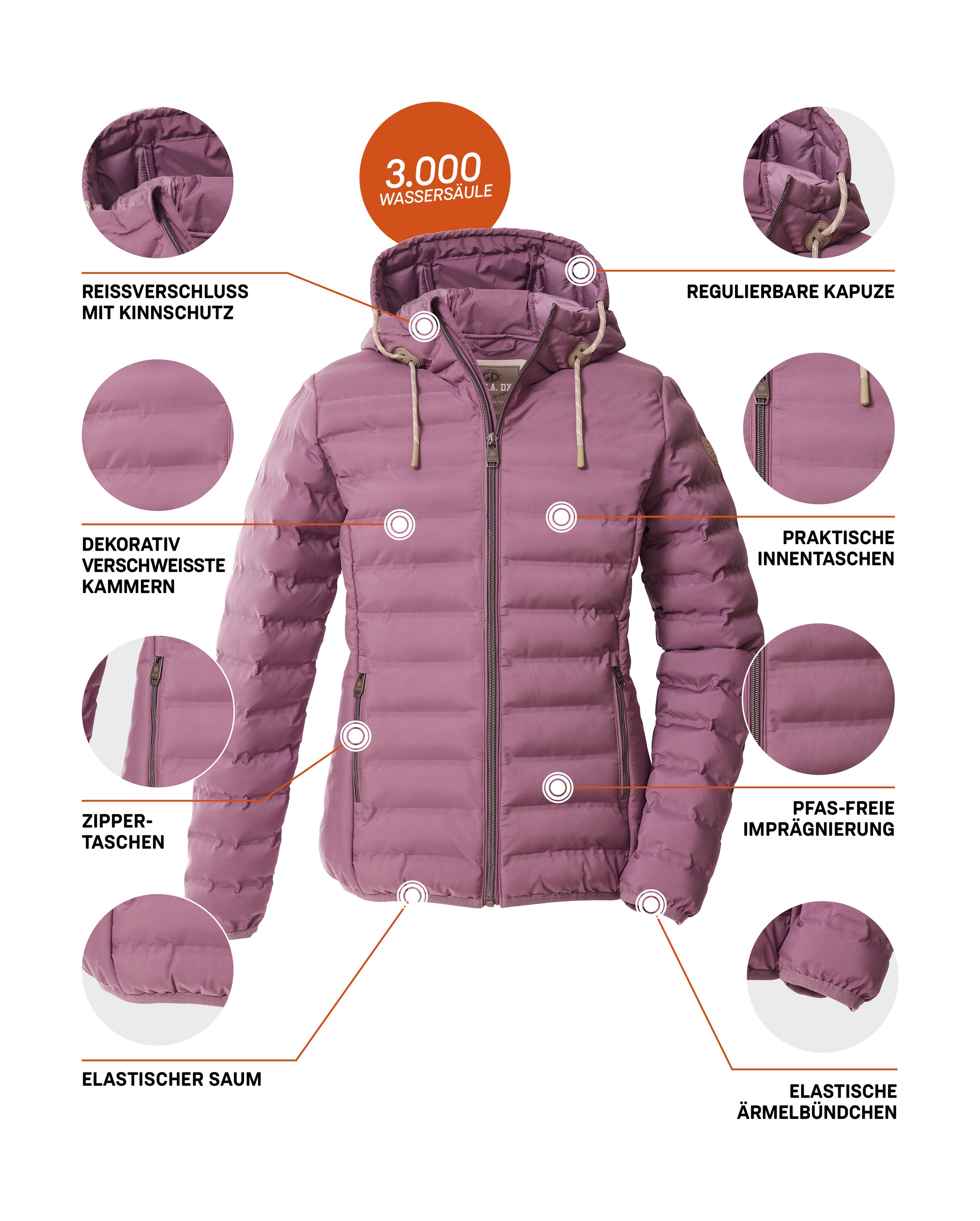 G.I.G.A. DX by killtec Steppjacke »Damen Steppjacke OOGW 1«, Leichte Steppjacke, wasserabweisend, weitenregulierbare Kapuze