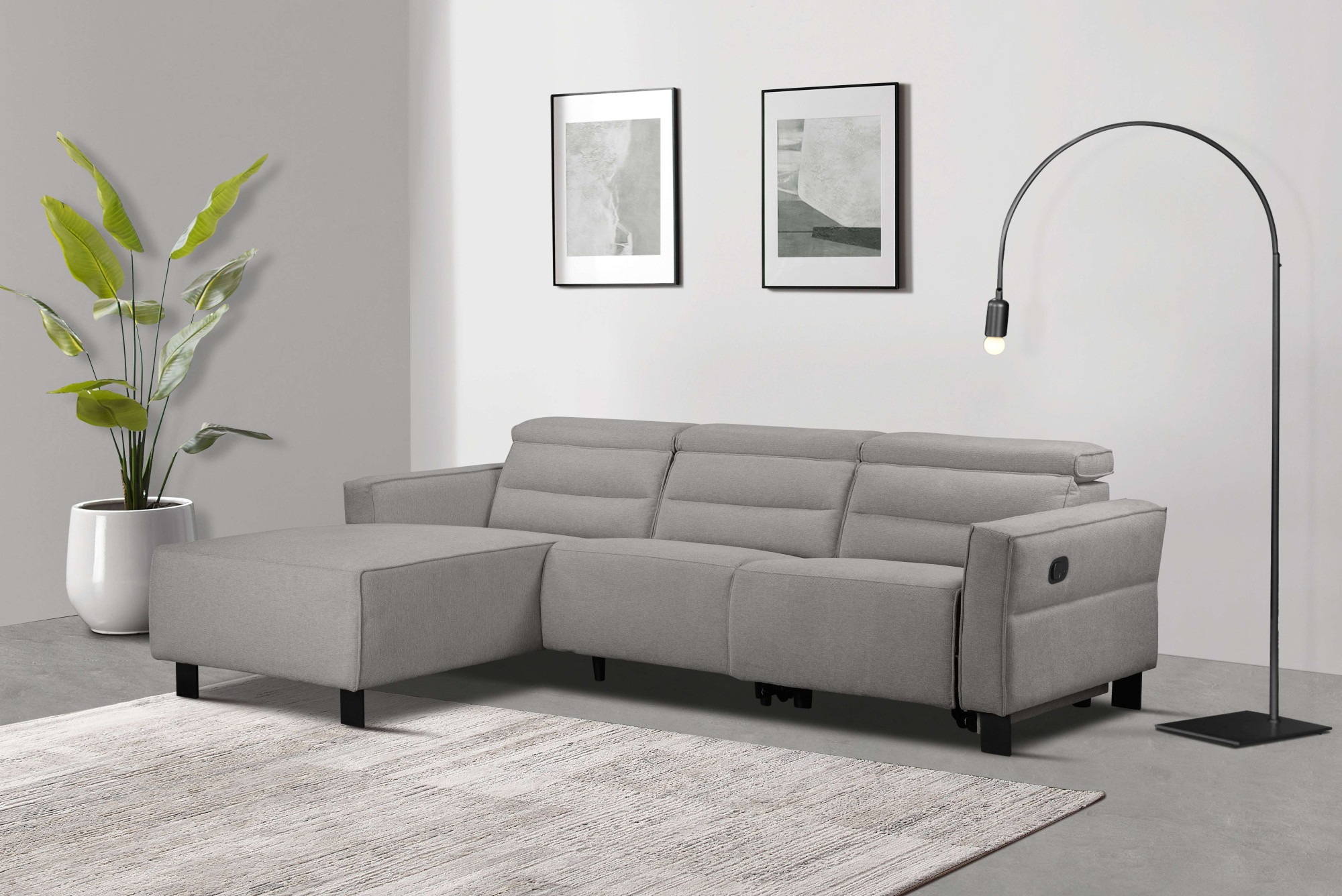 Places of Style Ecksofa »Carpari, L-Form, 263 cm, manuelle o. elektrische Relaxfunktion,«, USB A/C und Kopfteilverstellung