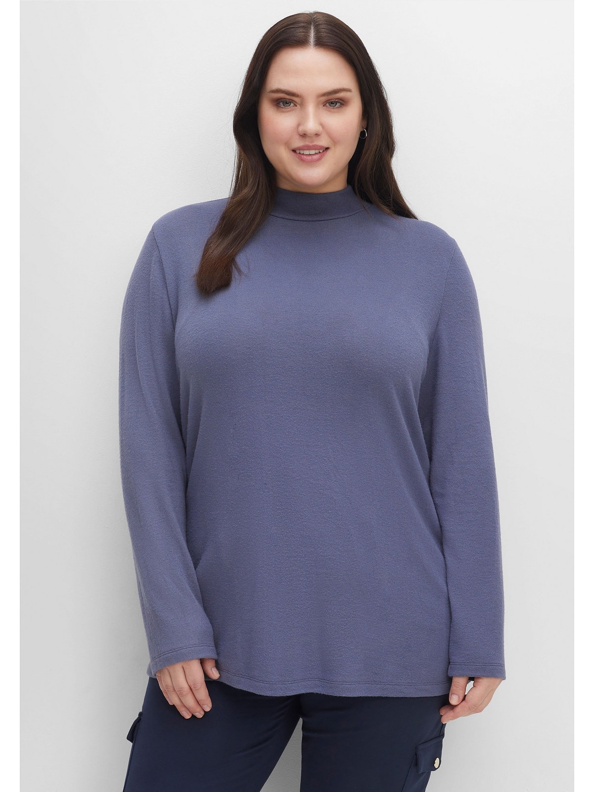 Sheego Langarmshirt »Große Größen«, mit Stehkragen und Knopfleiste hinten  online bestellen | BAUR
