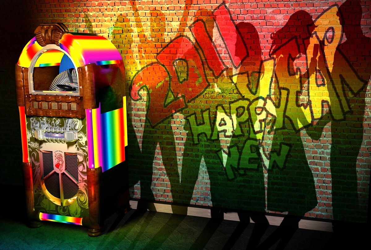 Papermoon Fototapete "Jukebox mit Graffiti"