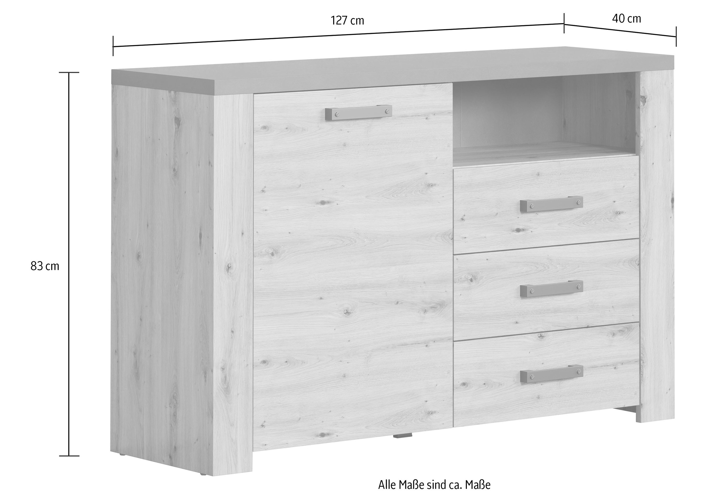 Home affaire Sideboard »Ambres«, (1 St.), matte Echtholzoptik, ca. Maße BxH: 127x83 cm, TV Schrank, Eiche