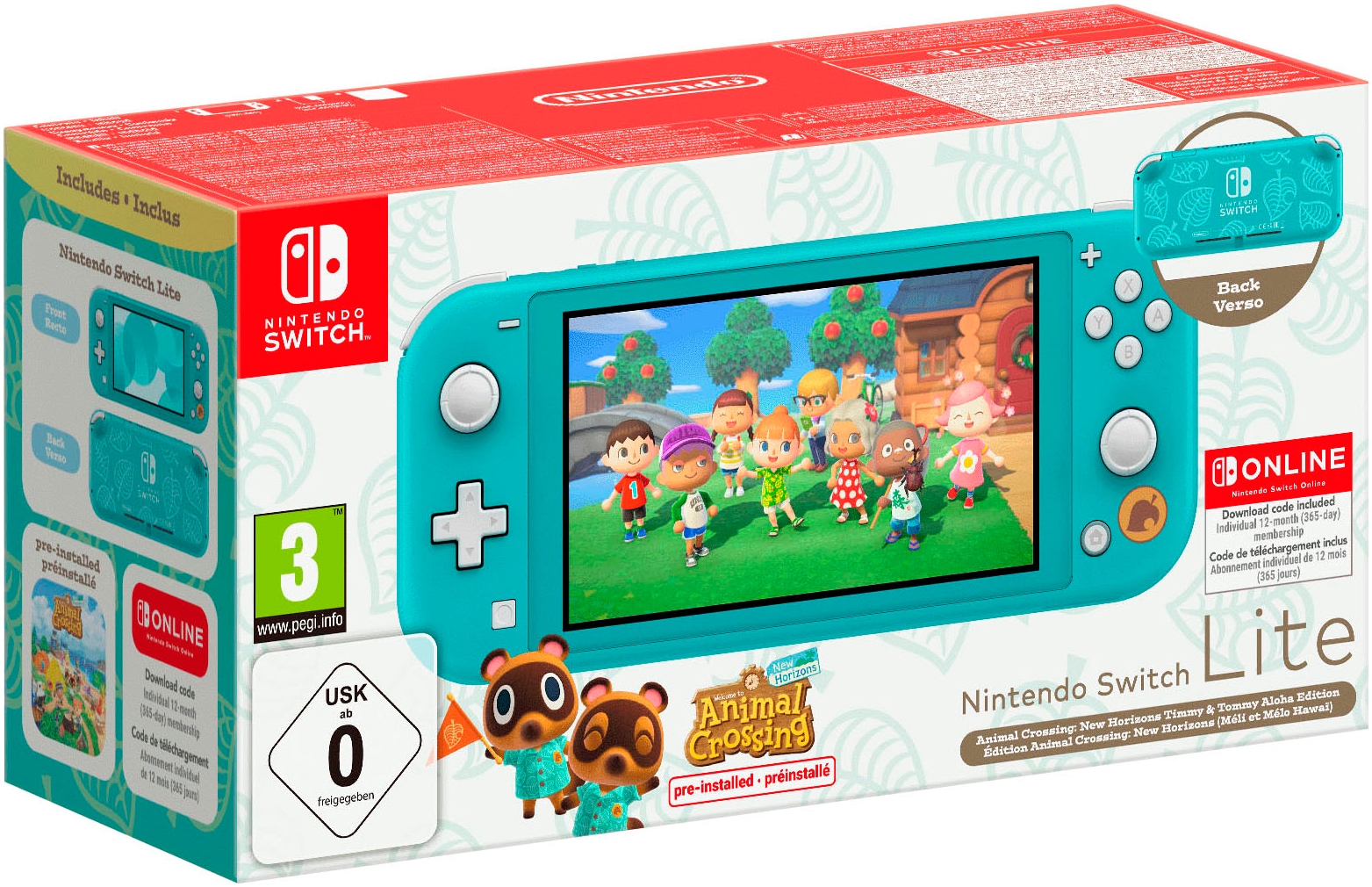 Nintendo Switch Spielekonsole »Lite Türkis inkl. Animal Crossing + 12 Monate NSO«