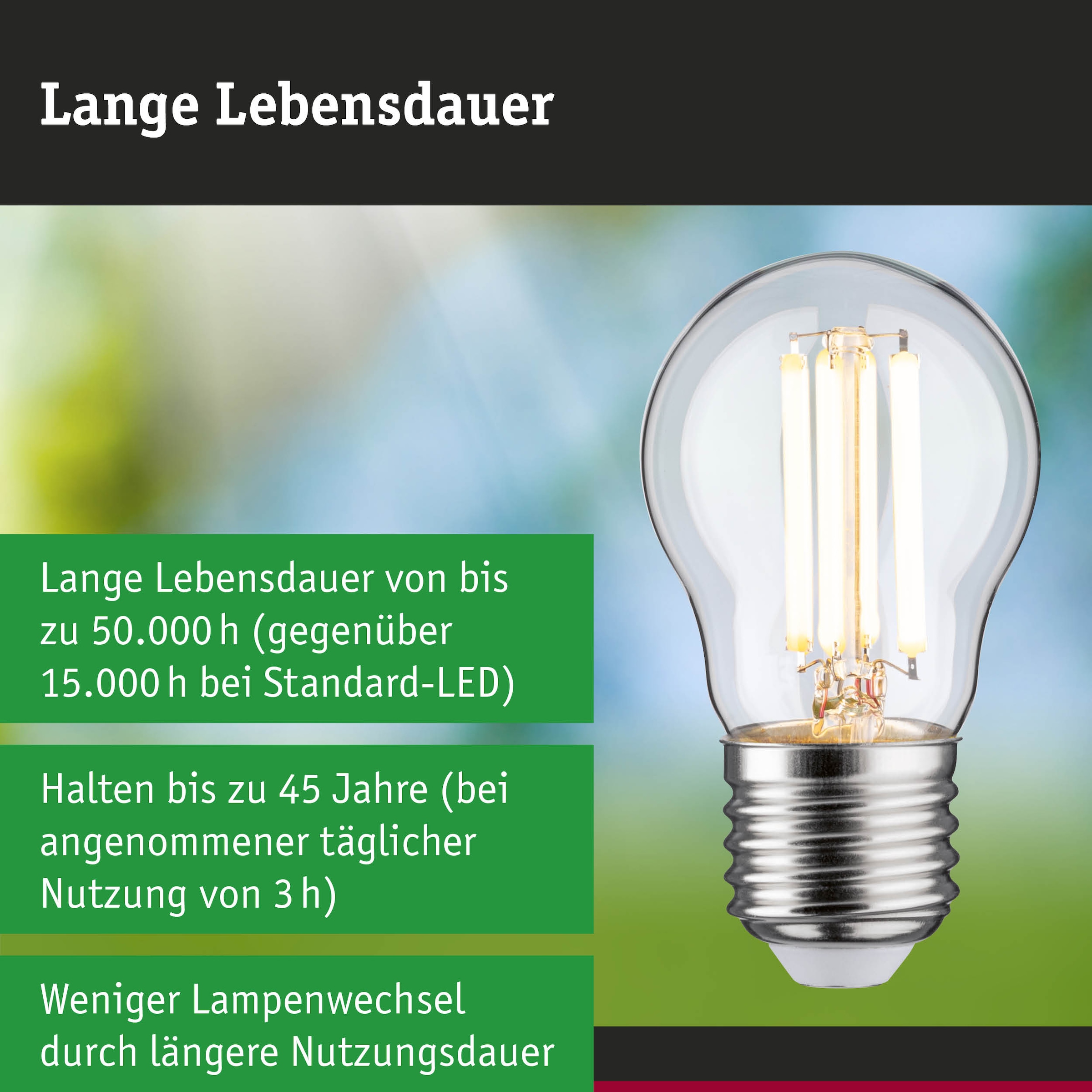 Paulmann LED-Leuchtmittel »Efficient-Line Tropfen 525lm 2,5W 3000K klar 230V« E27 1 Stk. Warmweiß