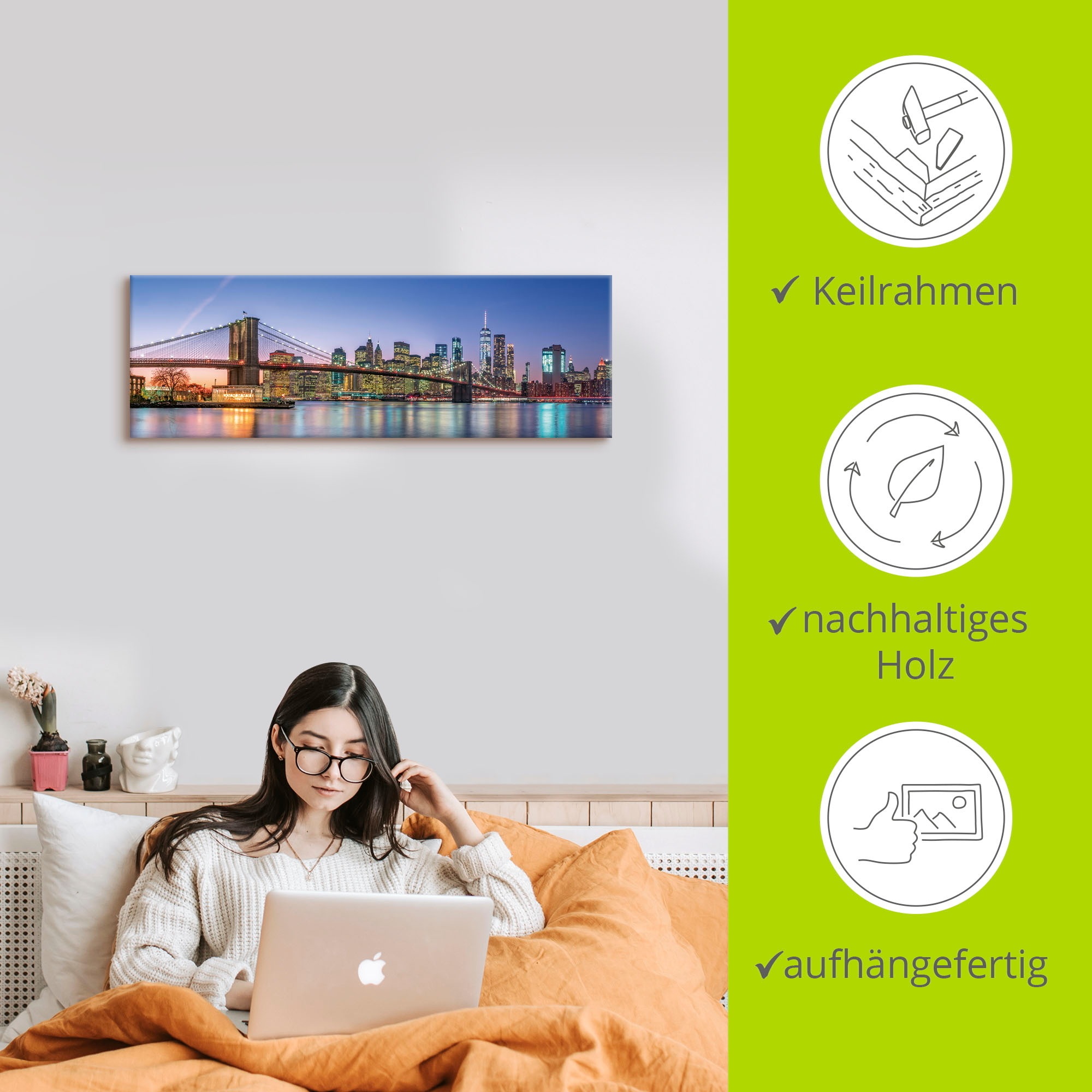 Artland Wandbild »Skyline New York City«, New York, (1 St.), als Alubild, Outdoorbild, Leinwandbild, Poster, Wandaufkleber