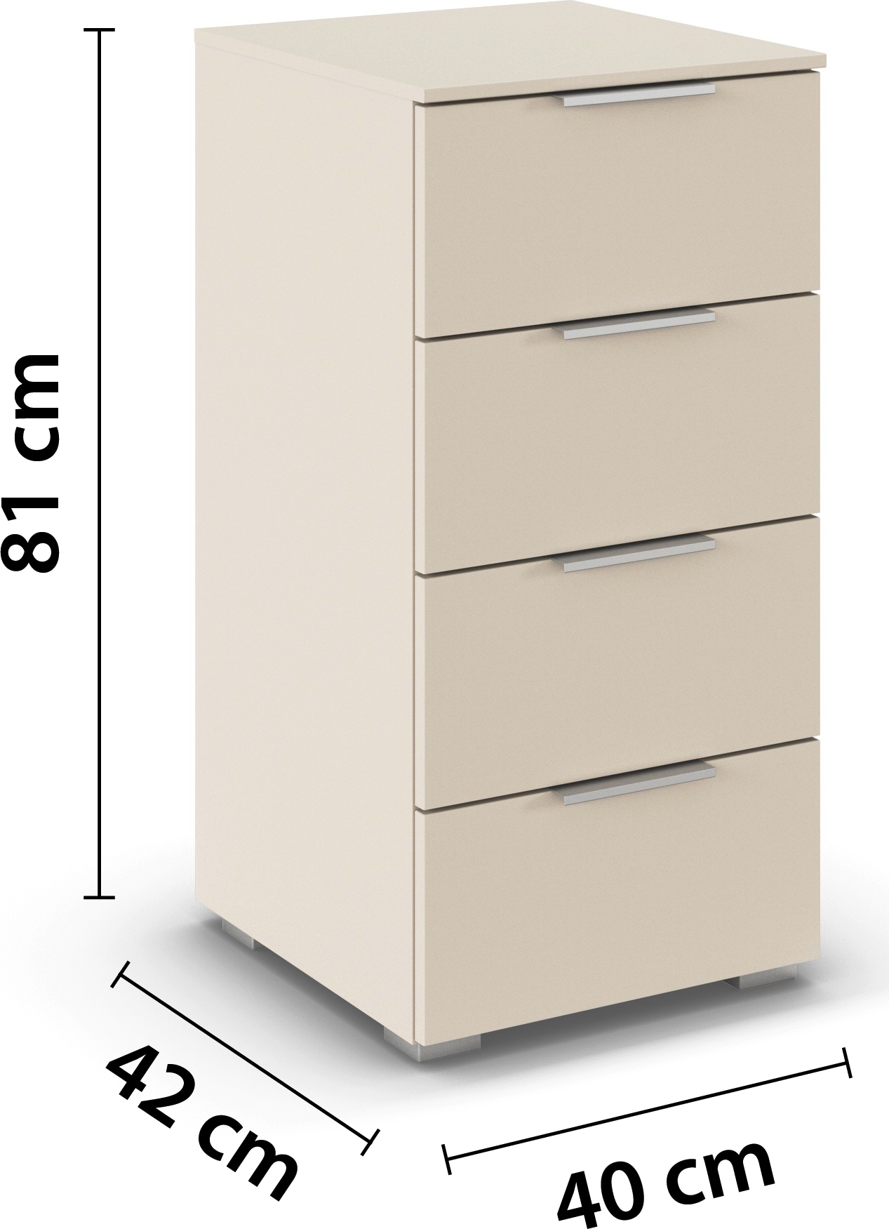OTTO home Schubkastenkommode »Highboard Sideboard Schubladenkommode Kommode Schlafzimmer ASTANA« Breite 40 cm / Höhe 81 cm,  mit 4 geräumigen Schubladen, Kantengriff in Alufarben MADE IN GERMANY