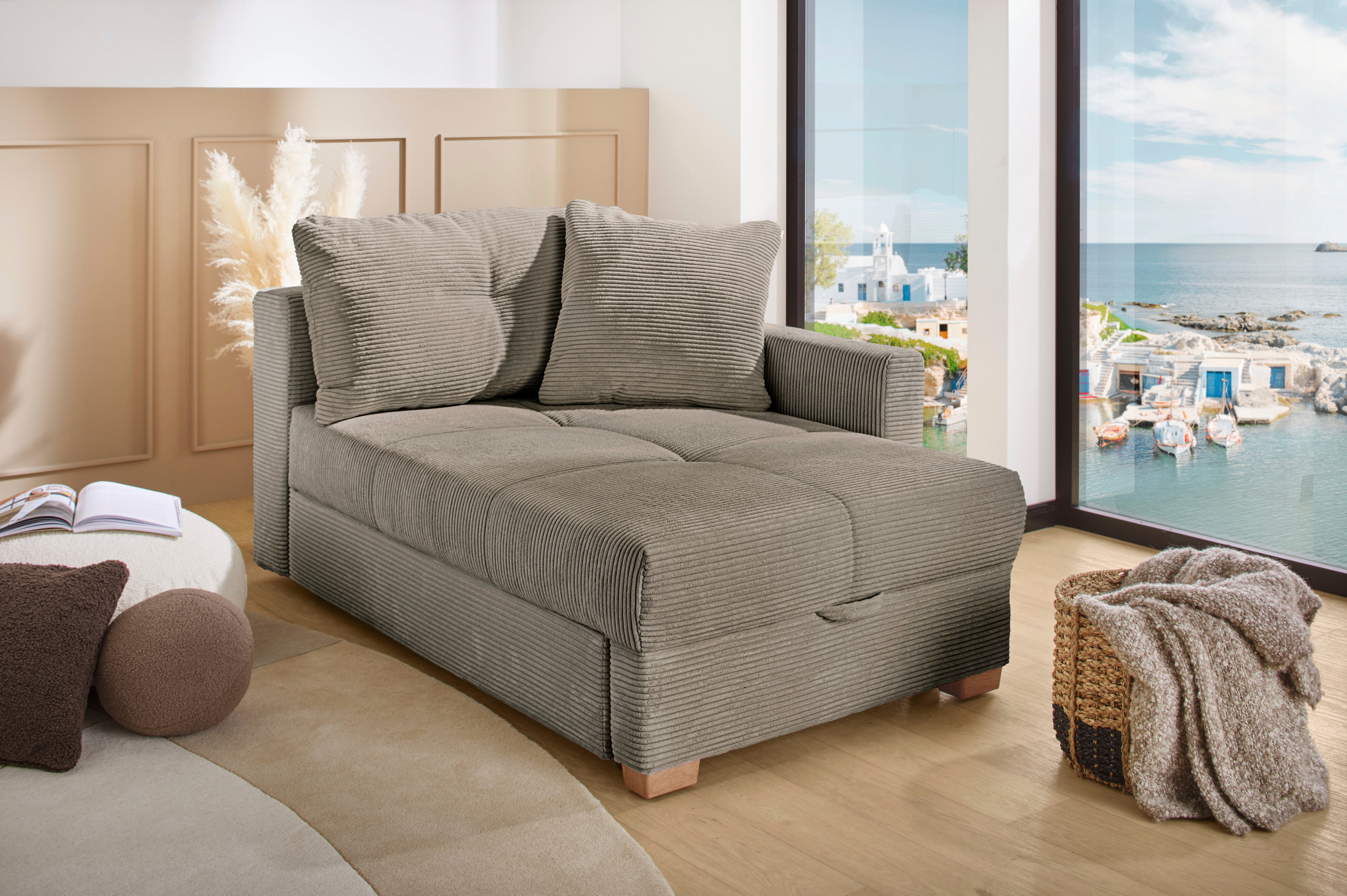 Jockenhöfer Gruppe Recamiere "Romeo, B: 164 cm, Liegefl: 90x210 cm, Schlaffunktion" Schlafsofa mit Bettfunktion, Bettkasten & Kissen, Federkern