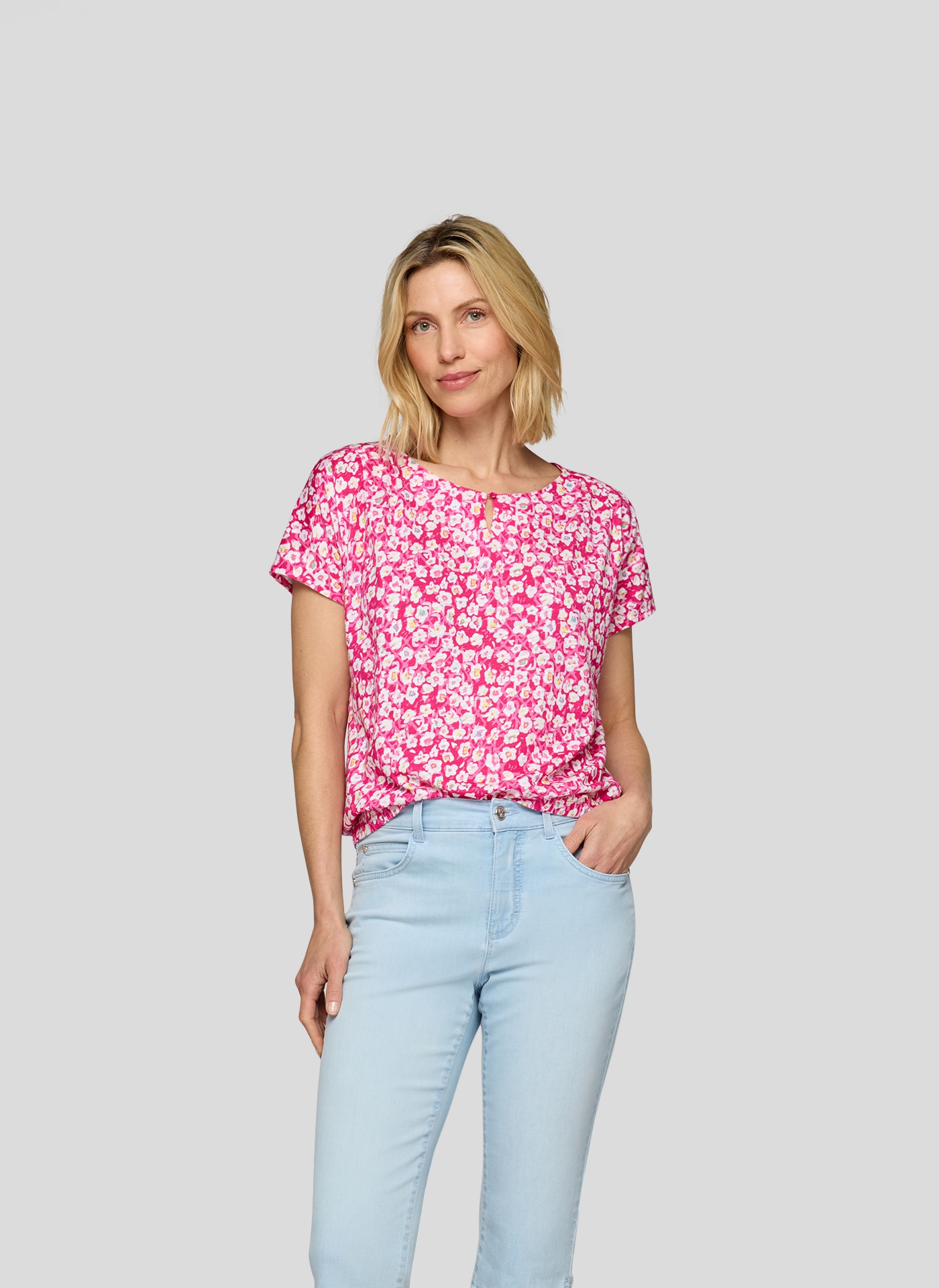 Rabe Print-Shirt "Rabe Shirt mit floralem Allover-Print und Schlitz-Ausschn günstig online kaufen