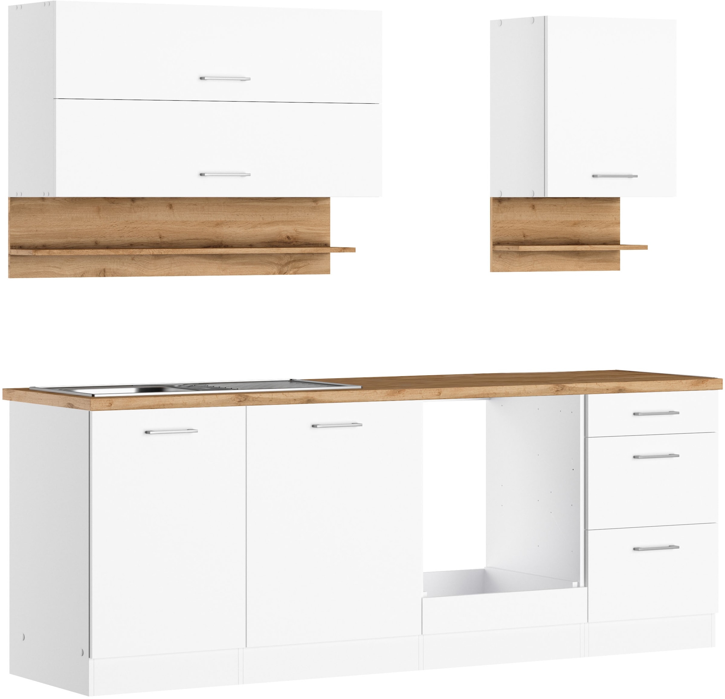 KOCHSTATION Küchenzeile "KS-Milan", 220 cm breit, robuste Metallauszüge, vi günstig online kaufen