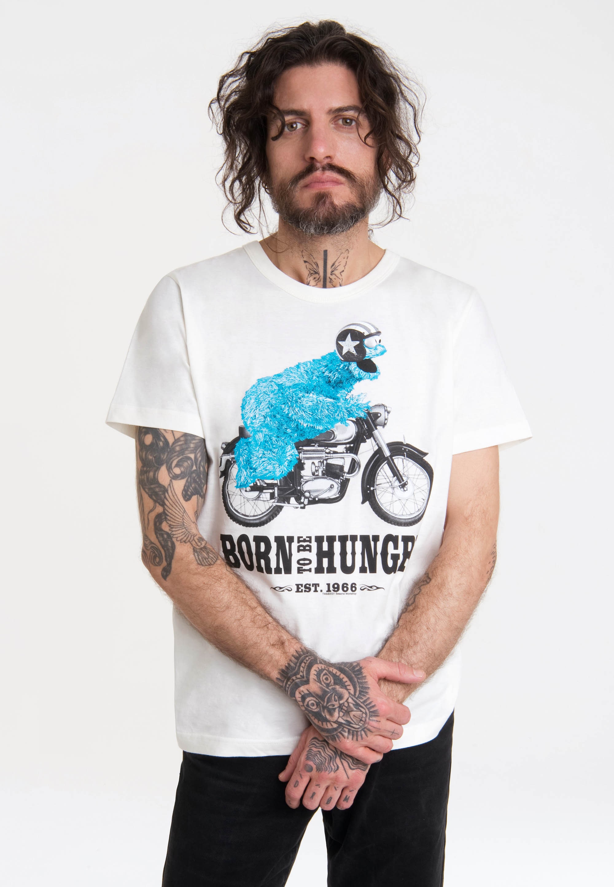 LOGOSHIRT "Sesamstraße - Krümelmonster Motorrad" mit lizenziertem Print