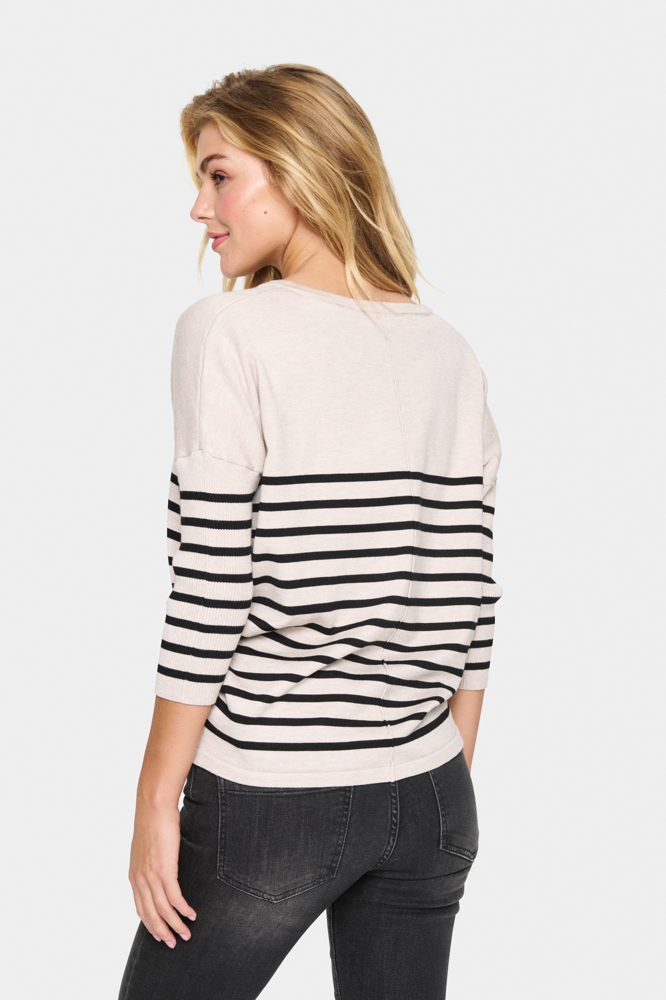 Saint Tropez Strickpullover "MilaSZ R-neck Stripe" Oversize Fit, Feinstrick günstig online kaufen
